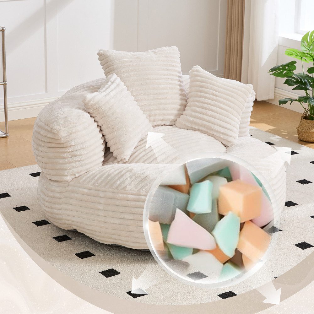 BBWL Sofa Lazy Sofa Sitzsack Sessel aus Chenille mit hohem Rücken, Gaming Lounger mit 3 Kissen für Schlafzimmer Büro Indoor Outdoor