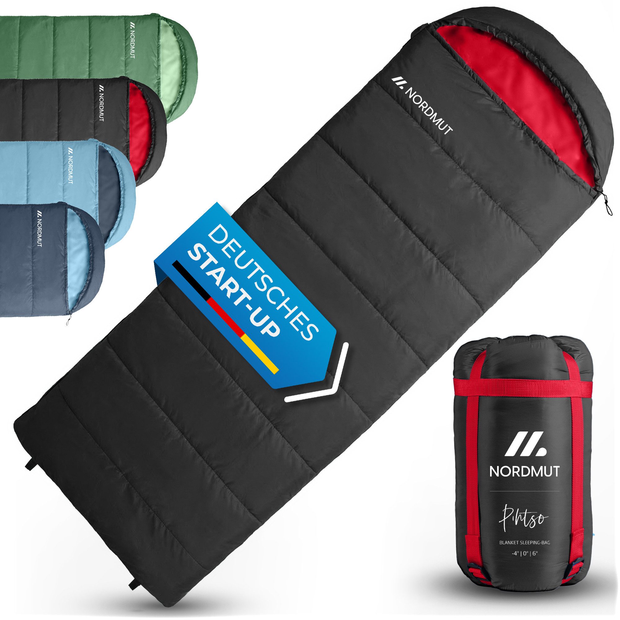 Nordmut Deckenschlafsack 3 Jahreszeiten Camping & Outdoor, 220x80 cm 1600g ultraleicht kompakt (Spar-Set, 1 tlg., Nordmut Pihtso + Kompressionsbeutel), wasserabweisend, wärmend, atmungsaktiv, Hohlfaser, Festival & Vanlife