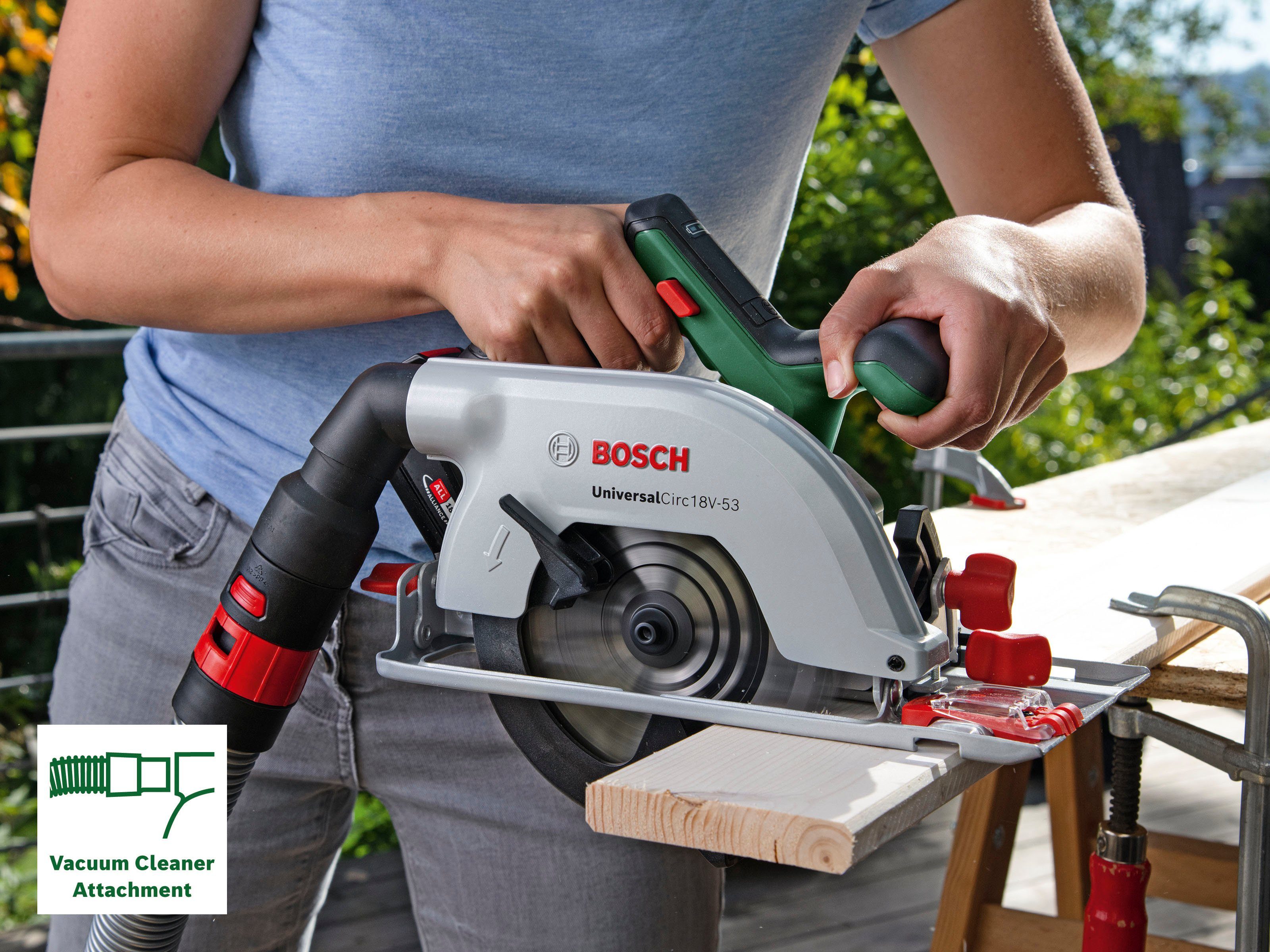 Bosch Home & Akku 18V-53, UniversalCirc und Garden Set, Ladegerät Akku-Handkreissäge inkl