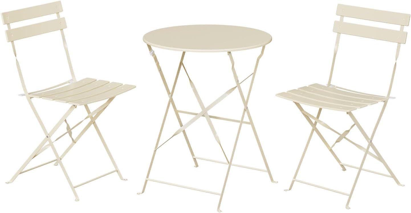 EUGAD Balkonset, (Set, 1-tlg., 1 Tisch, 2 Stühle), klappbar, aus Metall für Balkon Garten