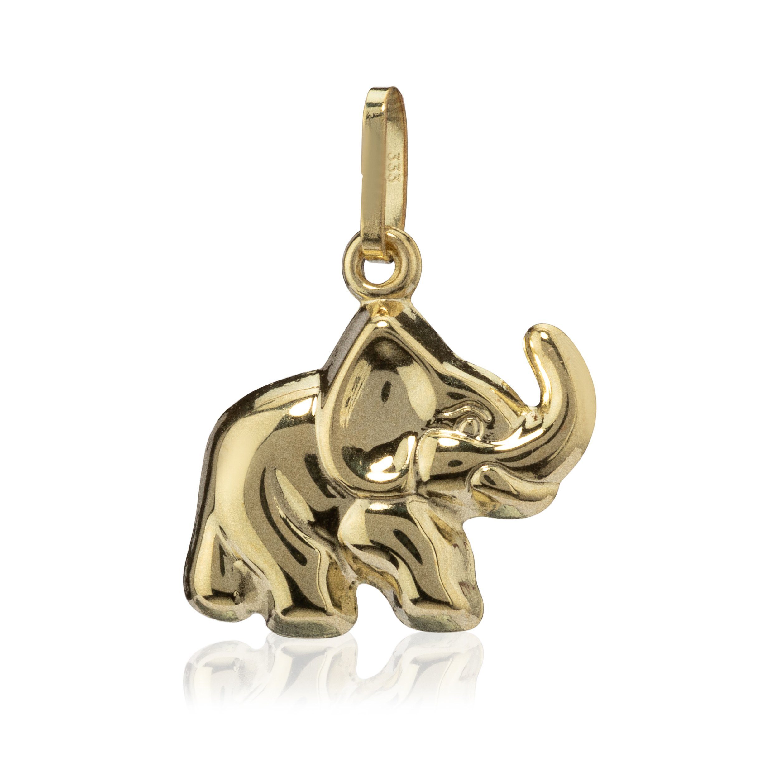 Gelb klein Karat Gold NKlaus 333 Elefant 8 Kettenanhänger Kettenanhänger