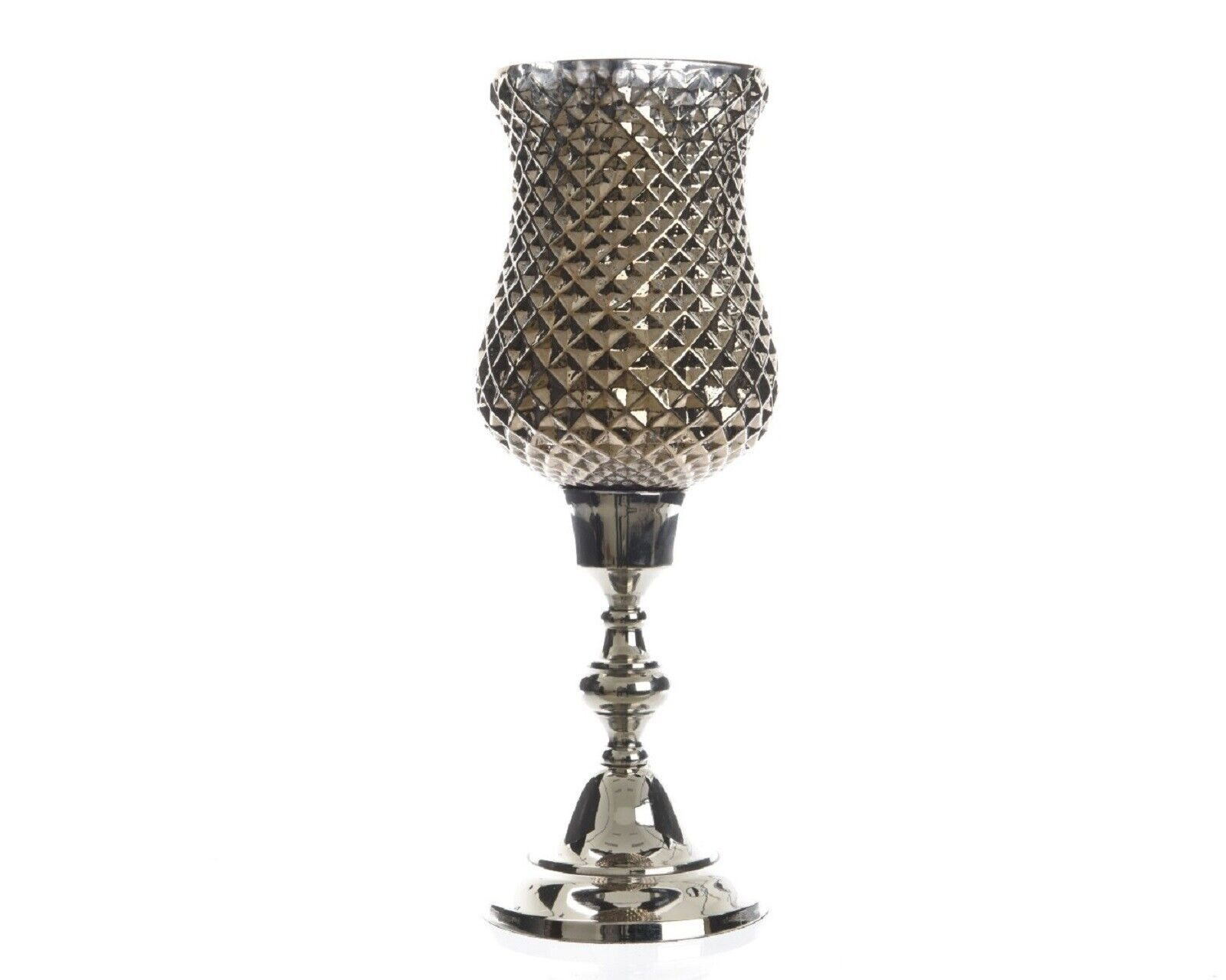 Windlicht Windlicht Pokal Glas Alu Fuß antik H 36 cm