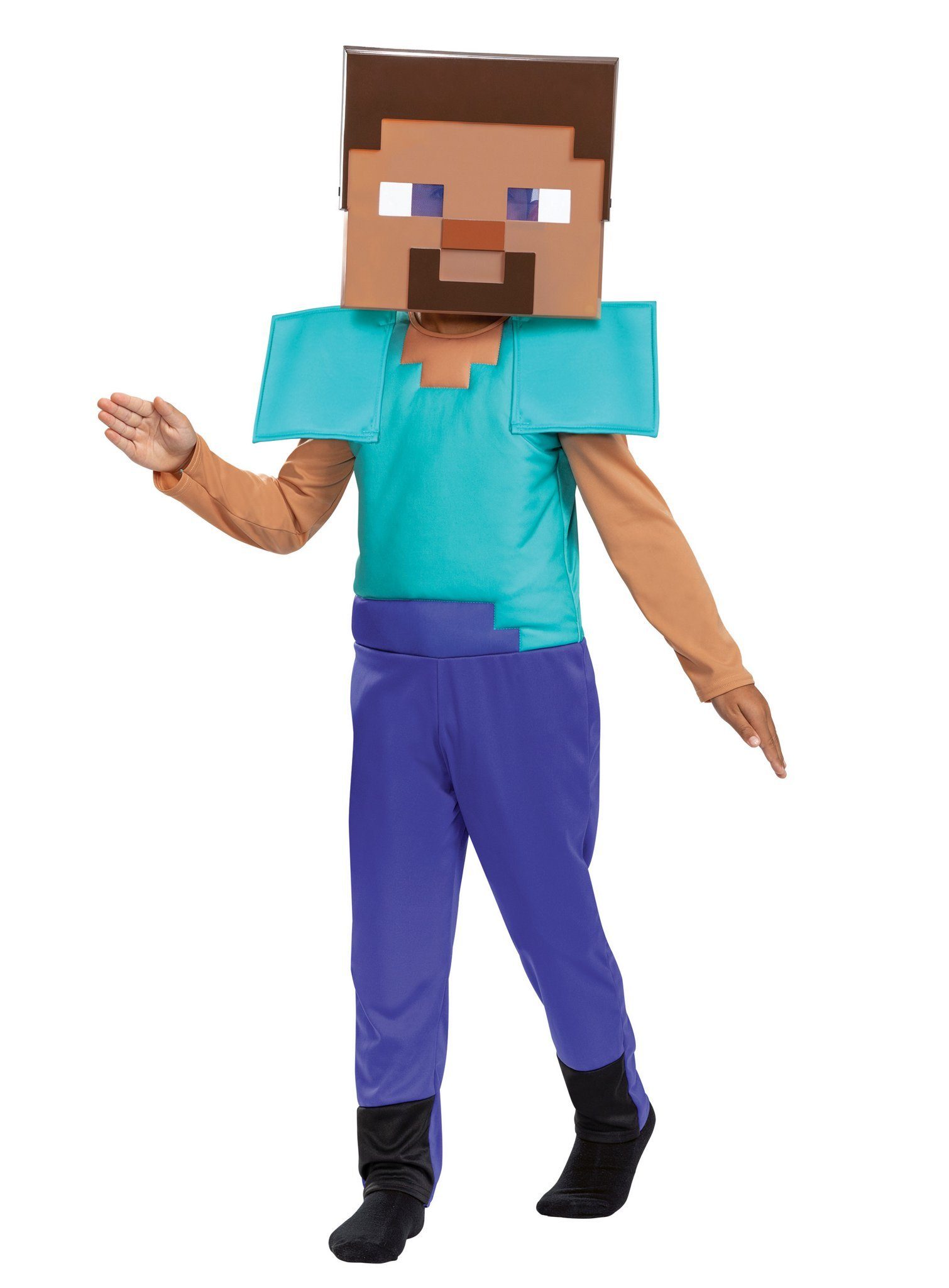 Metamorph Kostüm Minecraft - Steve Kostüm für Kinder, Das Kostüm für mehr Pixel im Real Life!