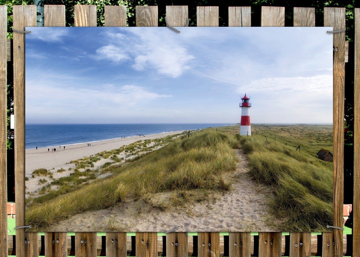 Thumbnail - Wallario Sichtschutzzaunmatten Am Strand von Sylt Leuchtturm auf der Düne Panorama