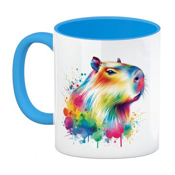 speecheese Tasse Capybara Aquarell Kaffeebecher in hellblau