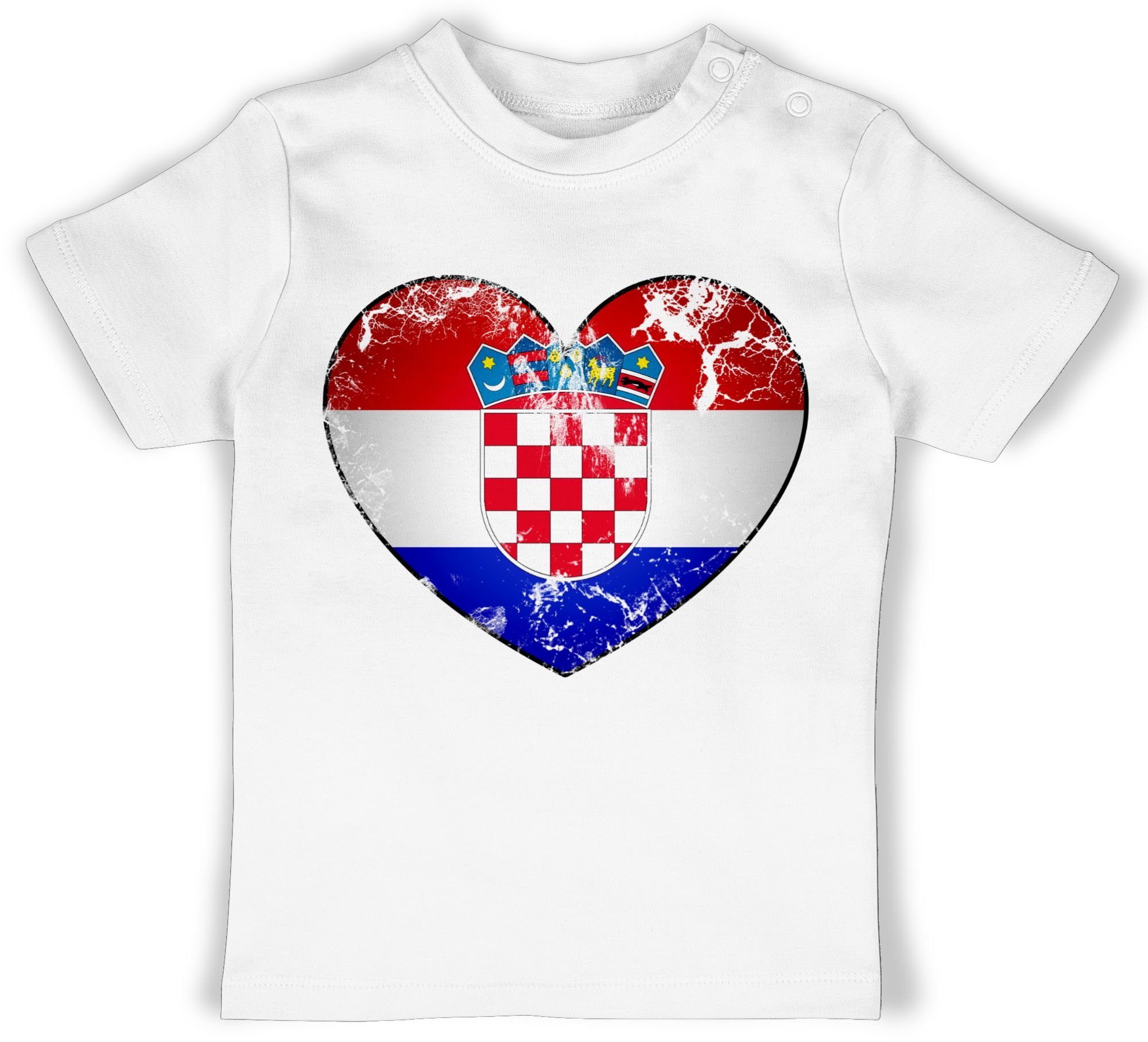 Shirtracer T-Shirt Kroatien Vintage Herz Fussball EM 2024 Baby 1 Weiß