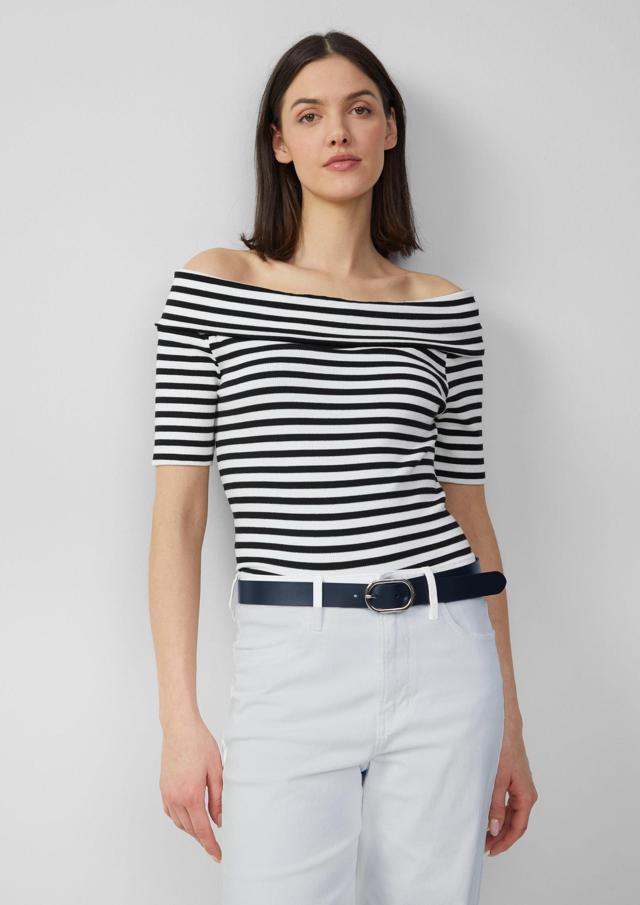 s.Oliver Kurzarmshirt T-Shirt Shirt mit Off-Shoulder-Ausschnitt im Slim Fit günstig online kaufen