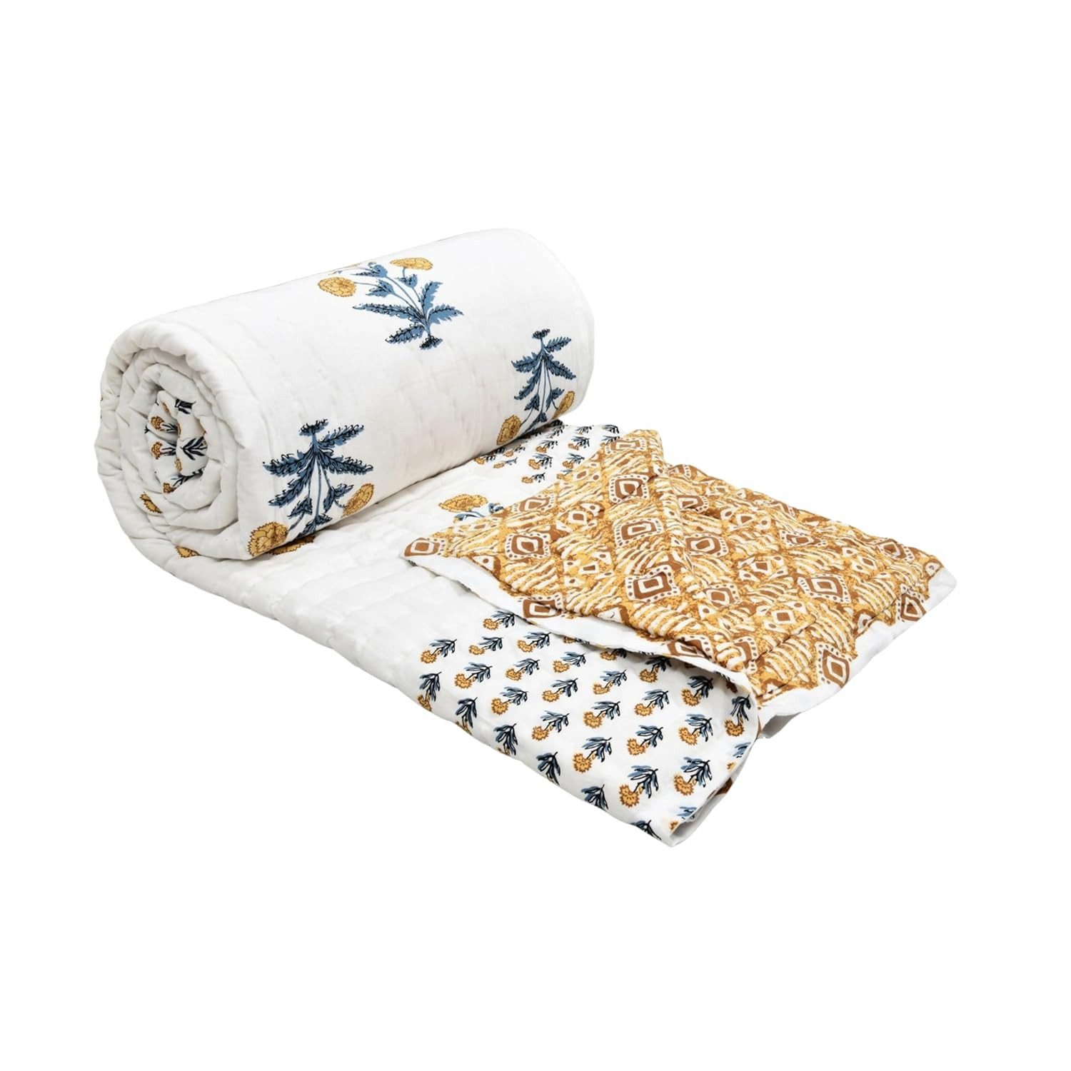 Ready Rugs Baumwollbettdecke Handbedruckte Bettdecke aus reiner Baumwolle, Federleicht