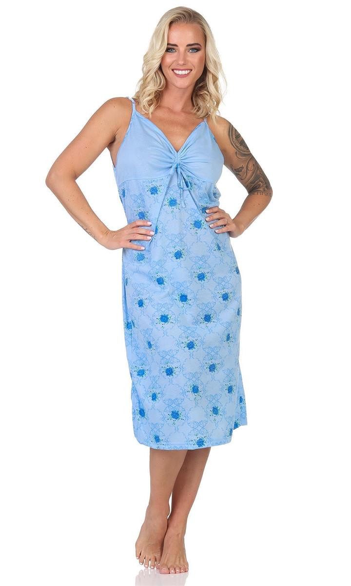 EloModa Nachthemd Damen Nachthemd mit verstellbaren Trägern – Blumenprint Schlafkleid (1-tlg)