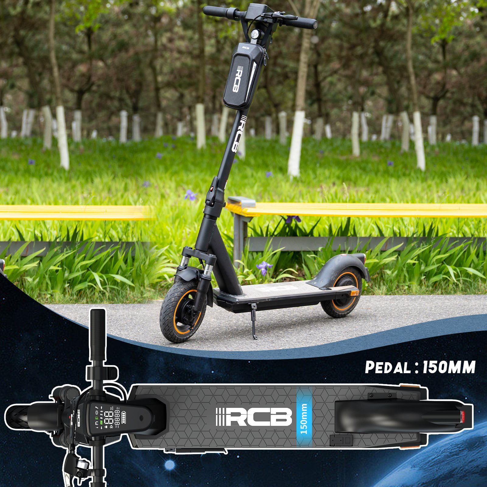 RCB E-Scooter mit Straßenzulassung bequeme (ABE), 20km/h, Stoßdämpfung, faltbar max
