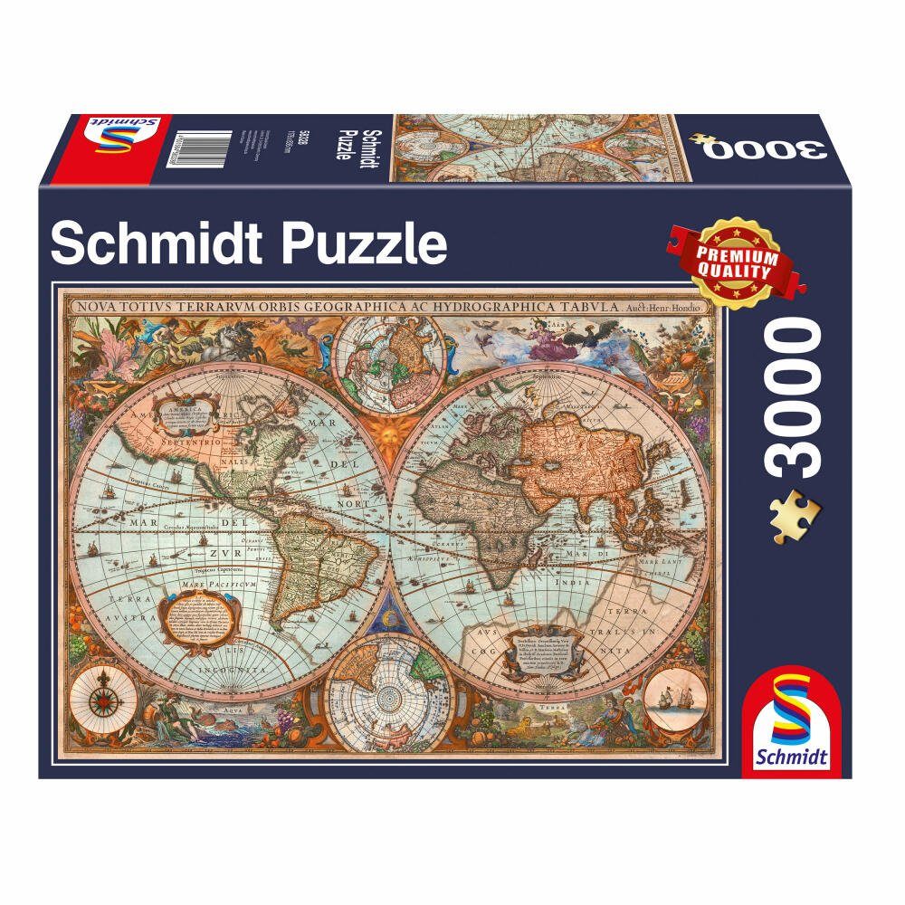 Schmidt Spiele Puzzle Panorama, Puzzleteile 3000 Antike Weltkarte