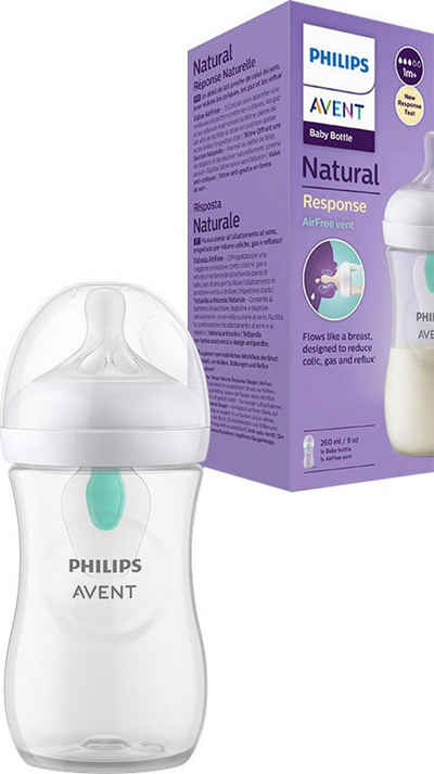Philips AVENT Babyflasche Natural Response SCY673/01, mit dem AirFree Ventil, 260ml, ab dem 1. Monat
