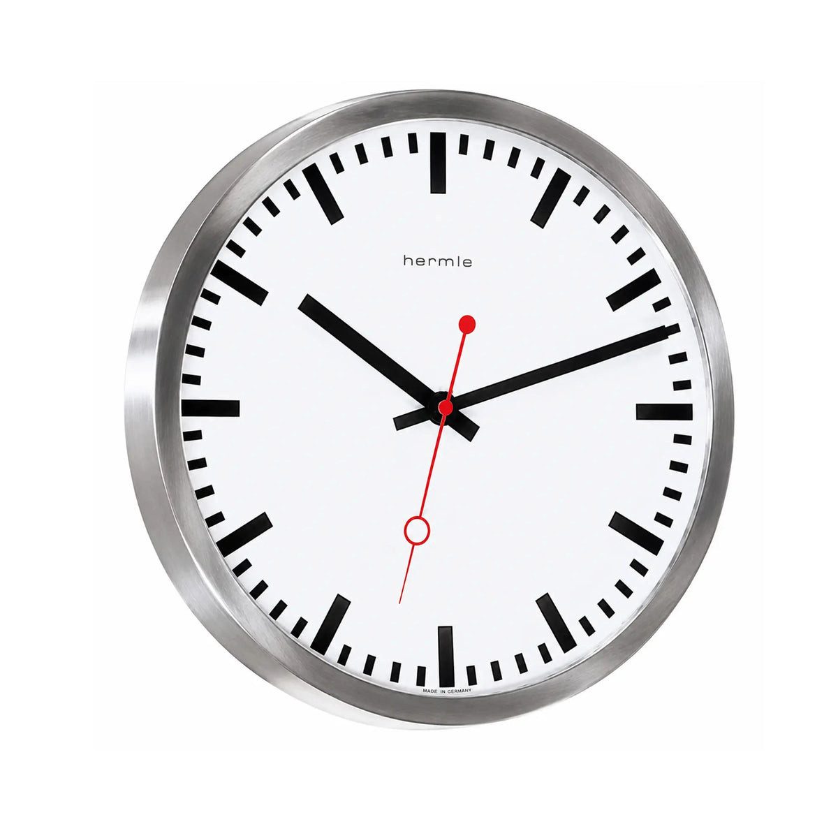 Hermle Wanduhr Bahnhofsuhr Funkwerk Edelstahl - Hermle Modell: 30471-000870