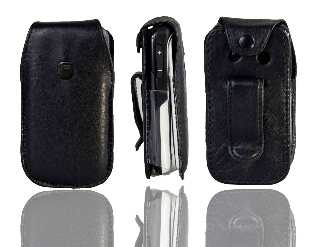 Handytasche Ledertasche für Doro 409, mit Gürtelclip schwarz, Echtleder