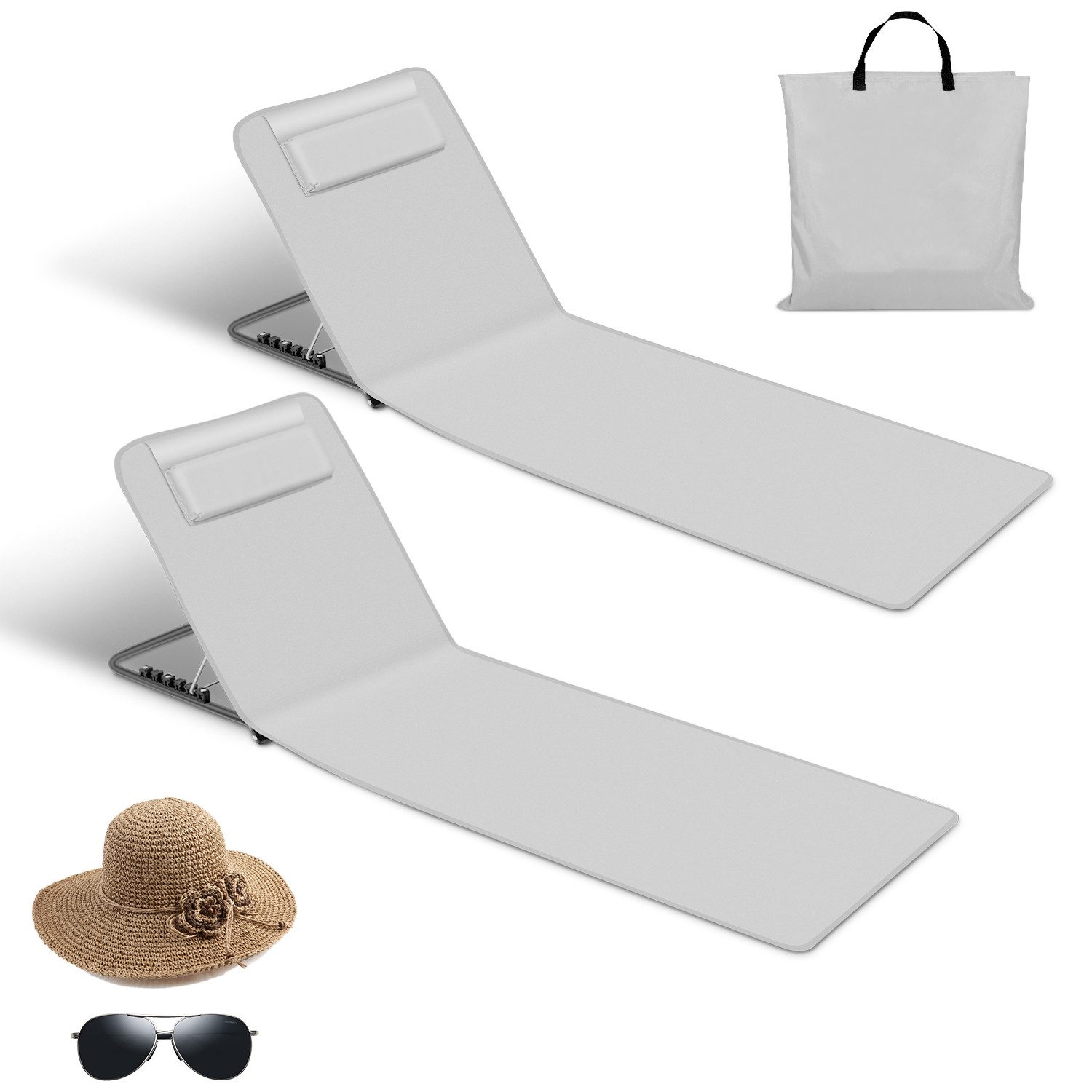Clanmacy Gartenliege Strandmatte Verstellbarer mit Tragegurt günstig online kaufen