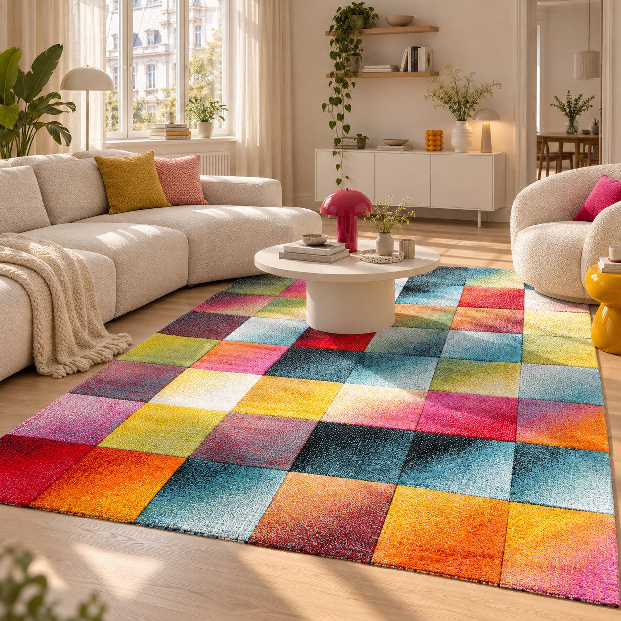 Pergamon Designteppich Designer Teppich Maui Modern Karo, Rechteckig, Höhe: 13 mm