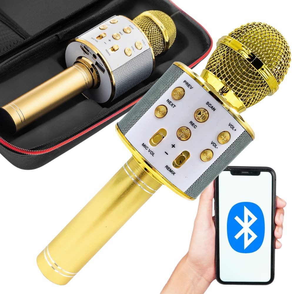 VERK GROUP Mikrofon Kabelloser Bluetooth-Mikrofon Karaoke-Lautsprecher Farbe Gold (1-tlg)