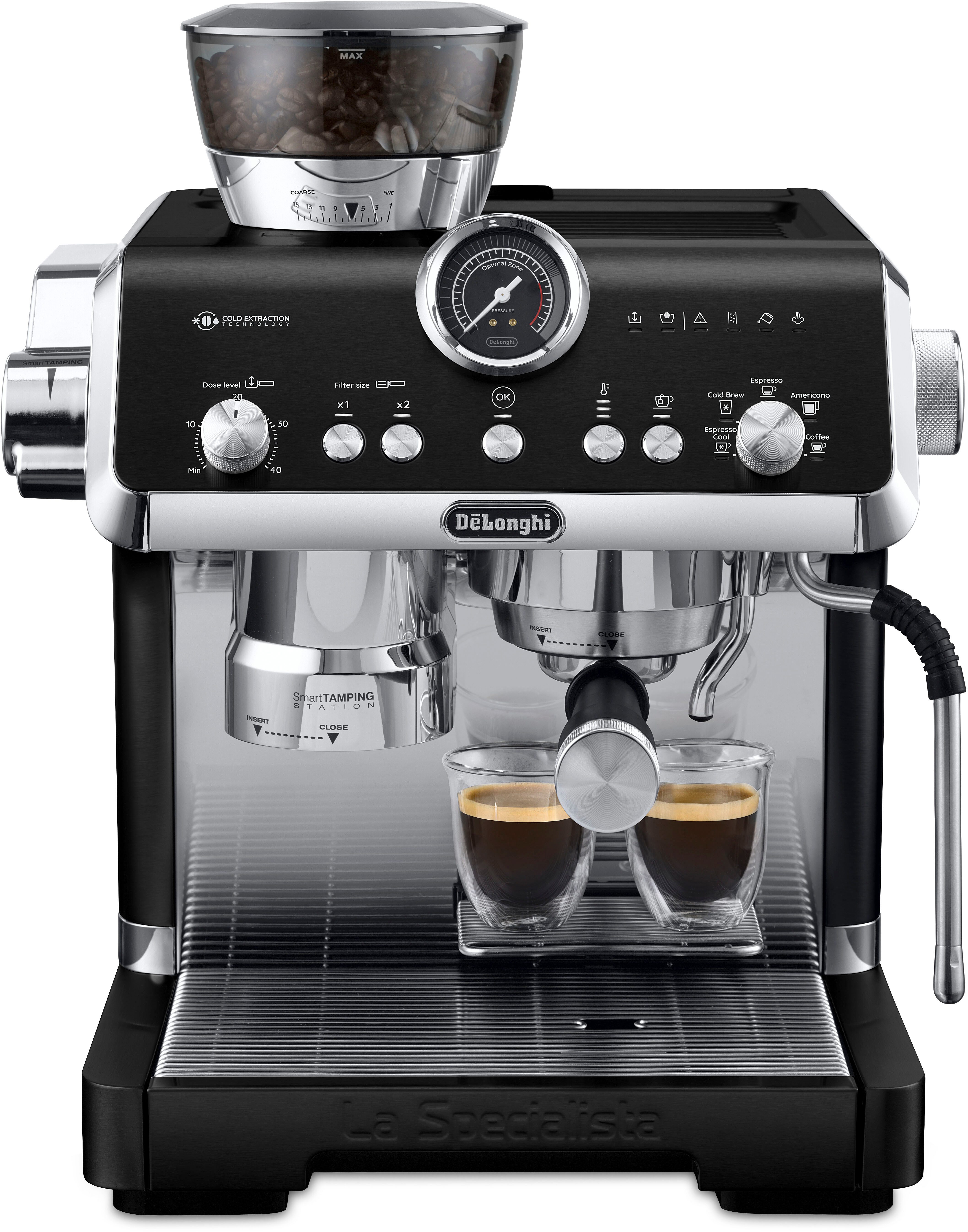 De'Longhi Espressomaschine La Specialista Opera EC9555.BK - 5 Rezepte, 19 Bar & Smart Tamping, 15 Mahlgrade 3 Temperaturen, Cold Brew (5min) inkl. Barista Kit