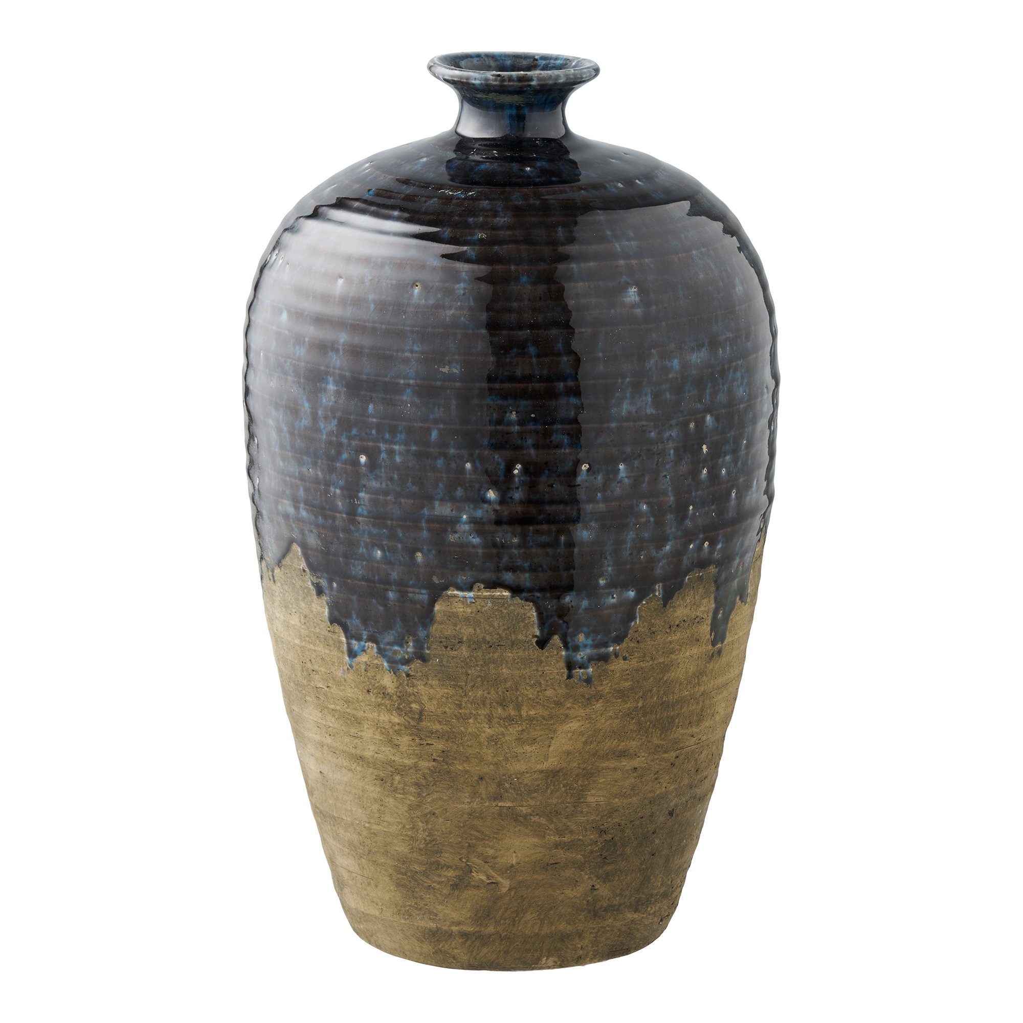tinkaro Dekovase Vase Keramik ø27x44,5 cm Dunkelblau (1 St), Klassische Blumenvase für Blumenarrangements in deinem Wohnbereich