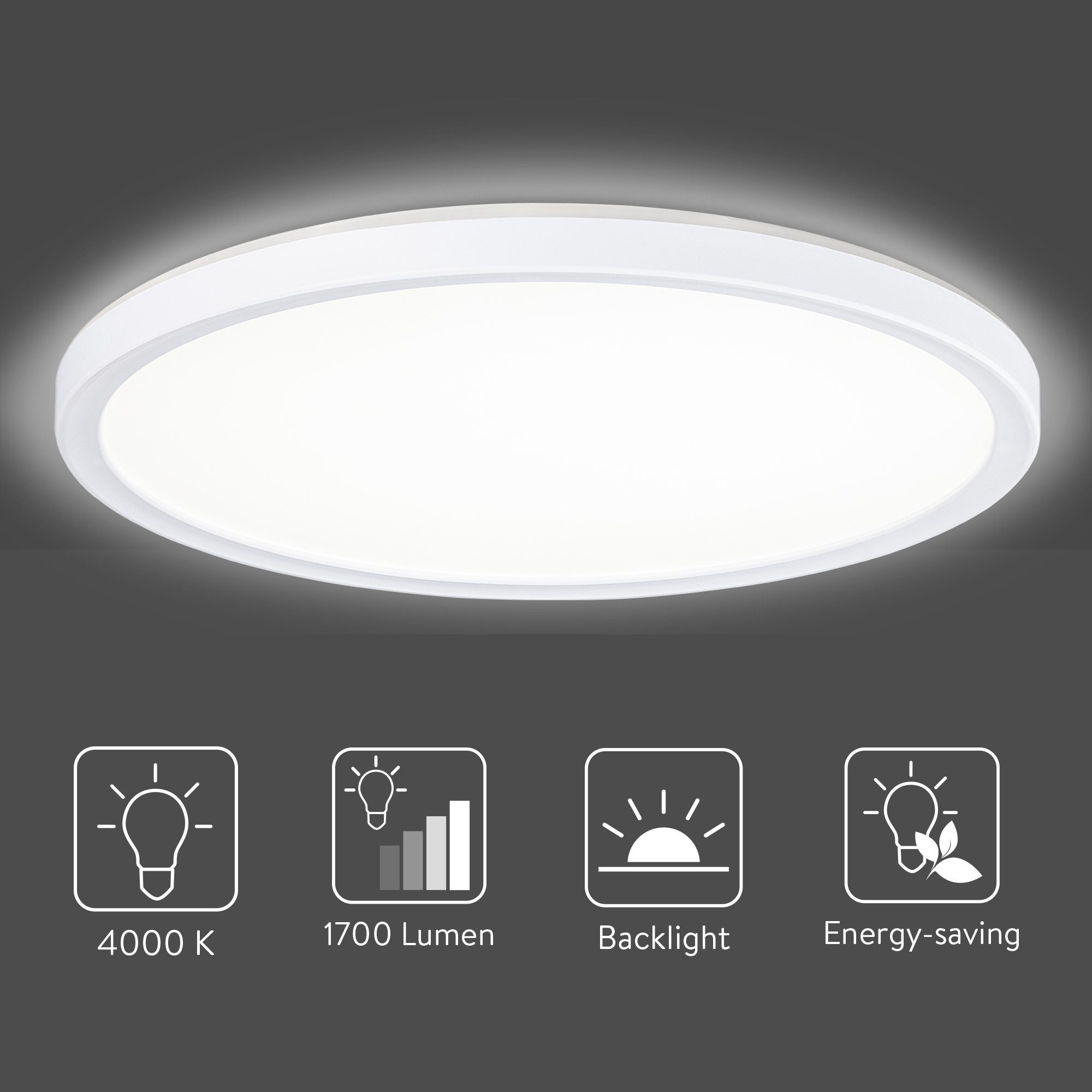 - Deckenlampe - LED Watt ultra Navaris LED mit integriert, LED flach Hintergrundbeleuchtung fest 8 Deckenleuchte,