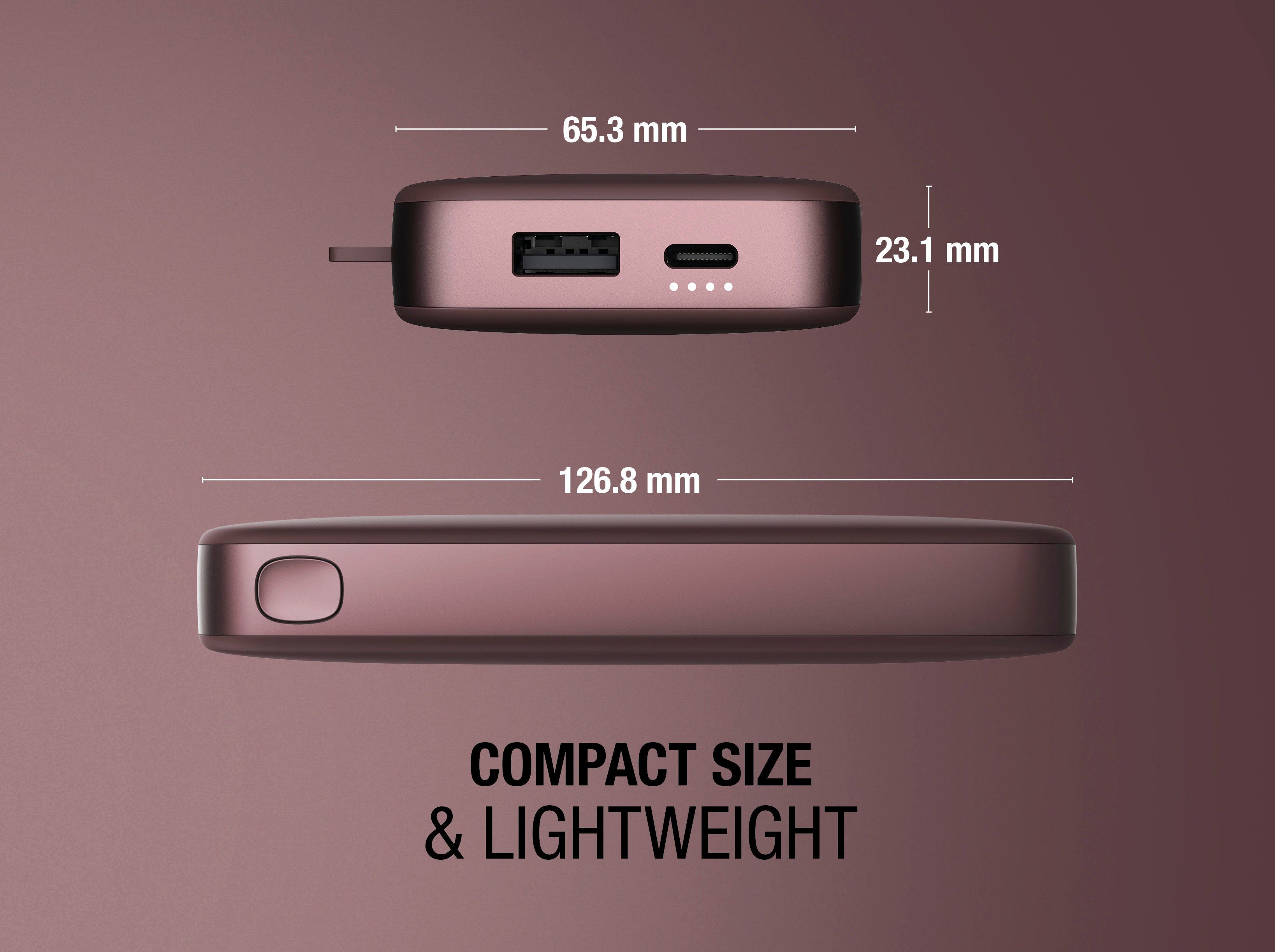 mit Ultra 12000mAh & dunkelrot Powerbank Fast 20W USB-C, Fresh´n PD Rebel Charge Power Pack