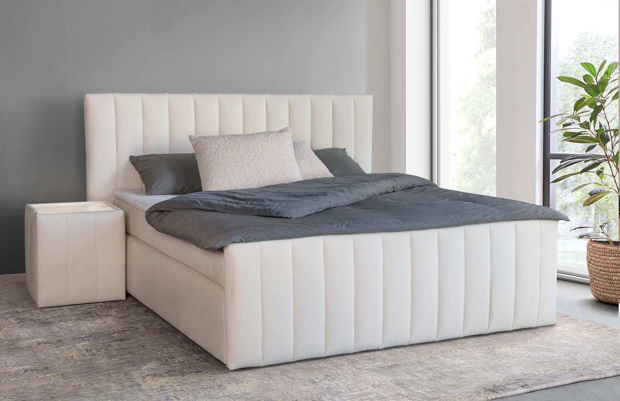 Boxspringbett Effy inkl. Bettkasten und Topper, erhältlich in der Breite 180x200cm
