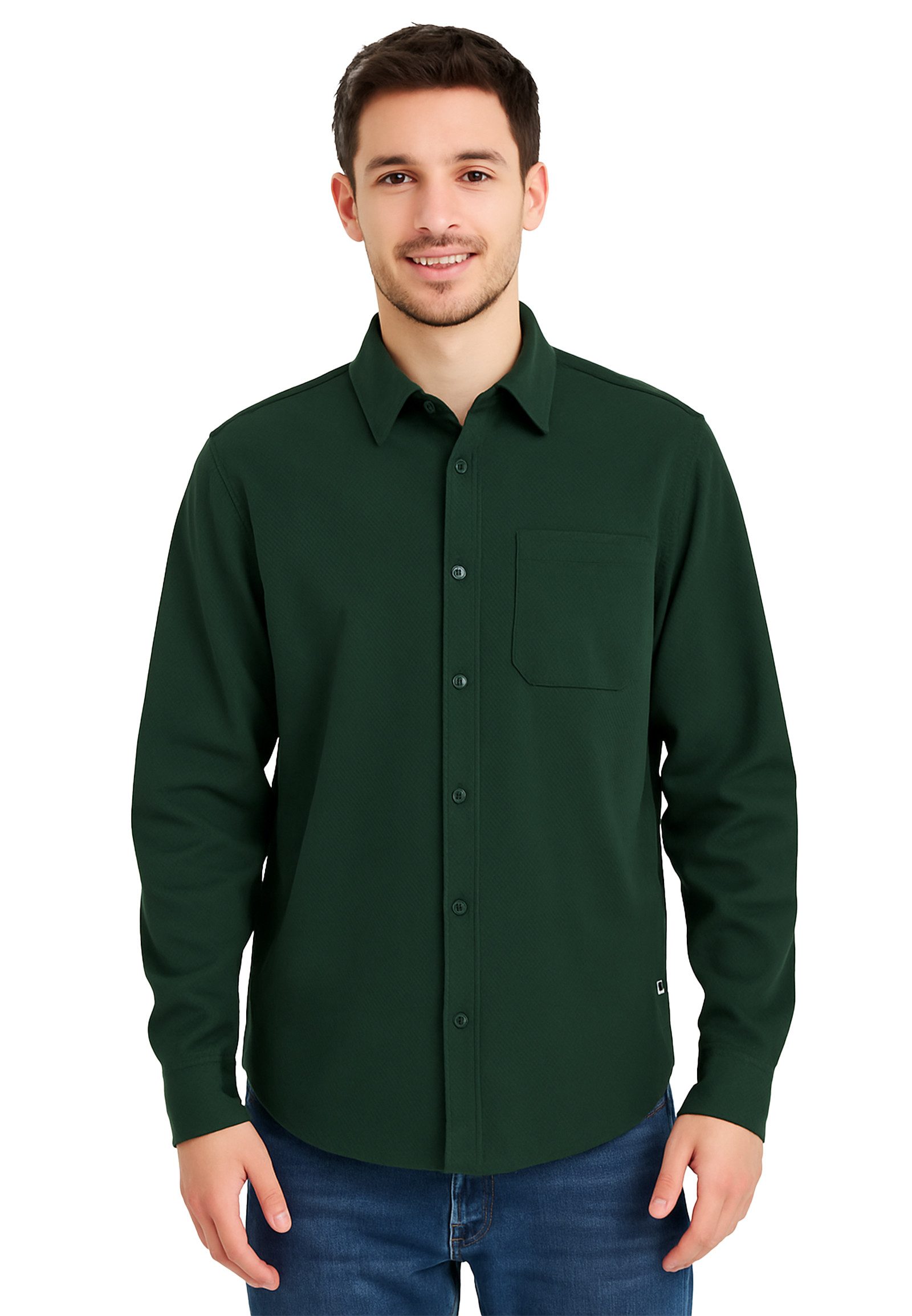 SUBLEVEL Langarmhemd Strukturiertes Oberteil mit Brusttasche und Knopfleist günstig online kaufen