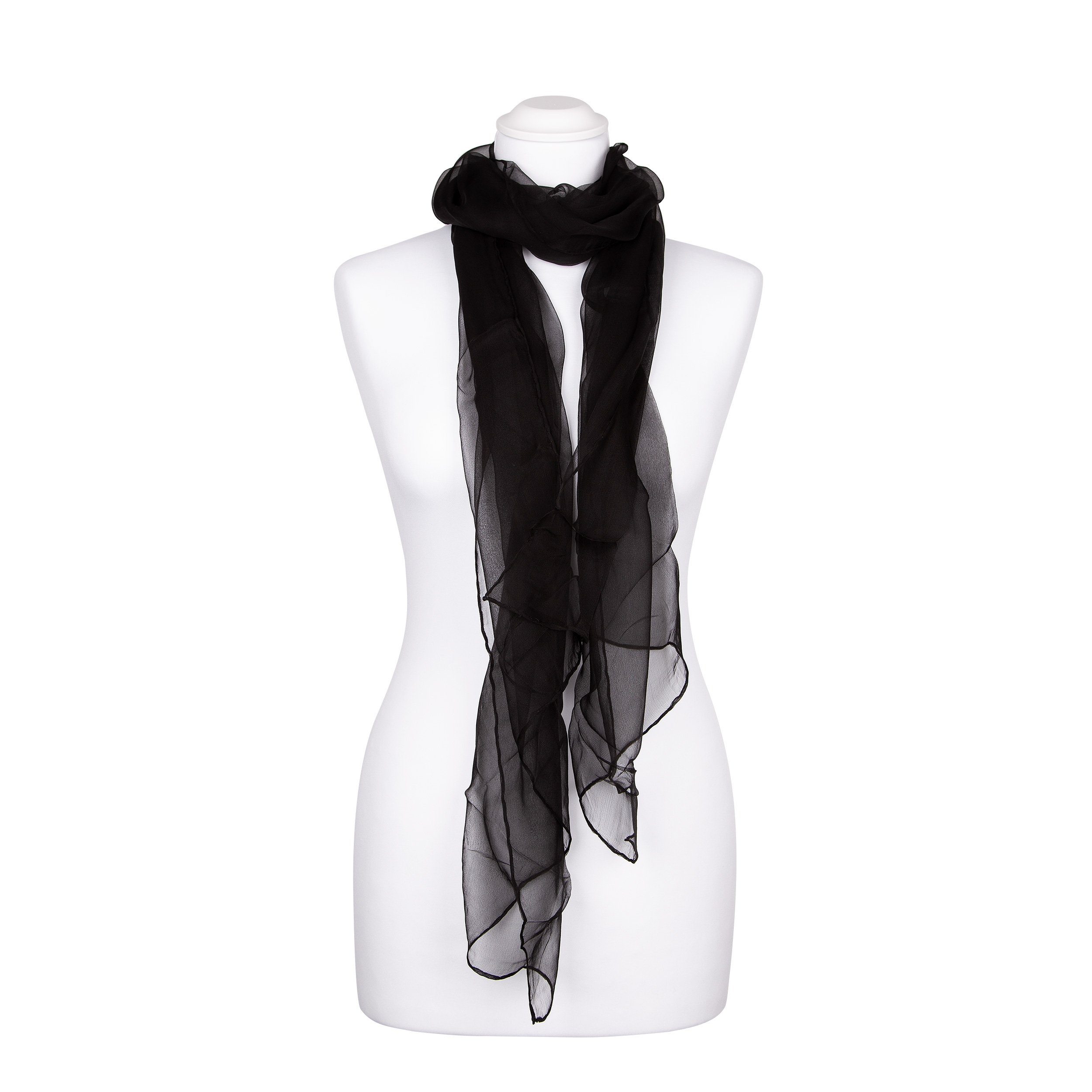 Seidenschal Seidenschal Halstuch Schal Chiffon Schwarz