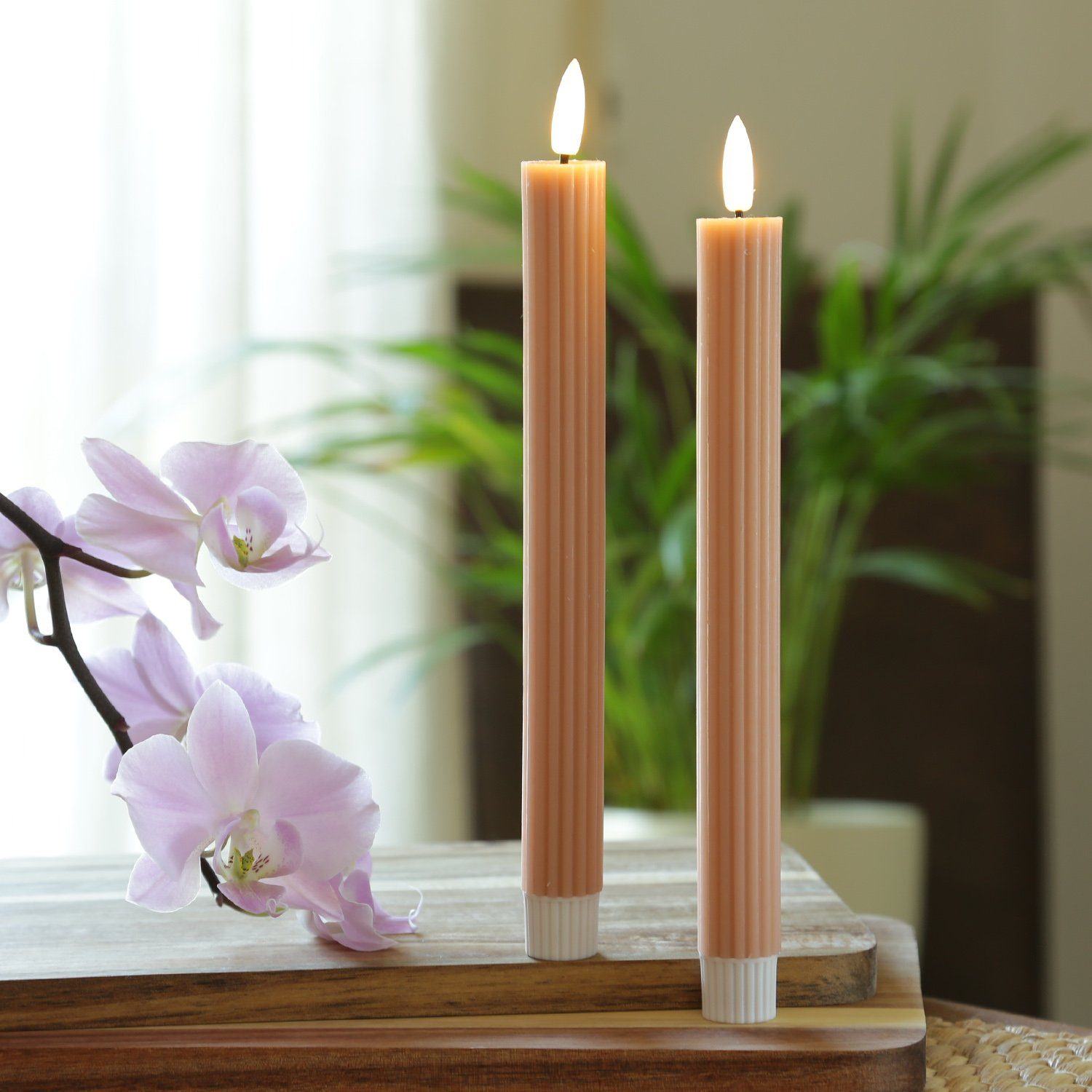 MARELIDA LED-Kerze LED Stabkerzen gerillt Tafelkerzen Dinner Spitzkerzen 25 günstig online kaufen