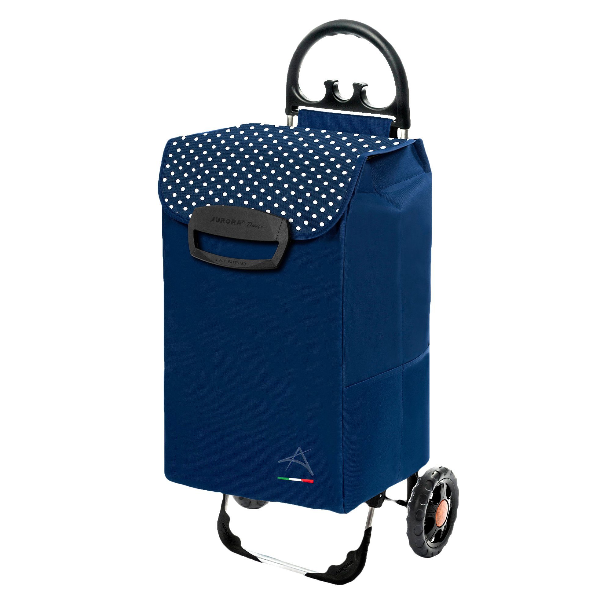 XL Fassung linovum HIMY mit blau Einkaufstrolley 78l gepunktet & Seitentaschen Einkaufstrolley