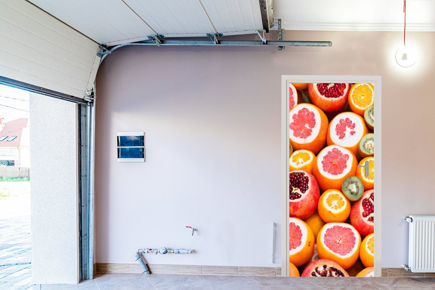 (1 Türtapete MuchoWow Orange, Türaufkleber, Matt, Tür, - cm St), Zitrusfrüchte bedruckt, - für Fototapete Obst 75x205