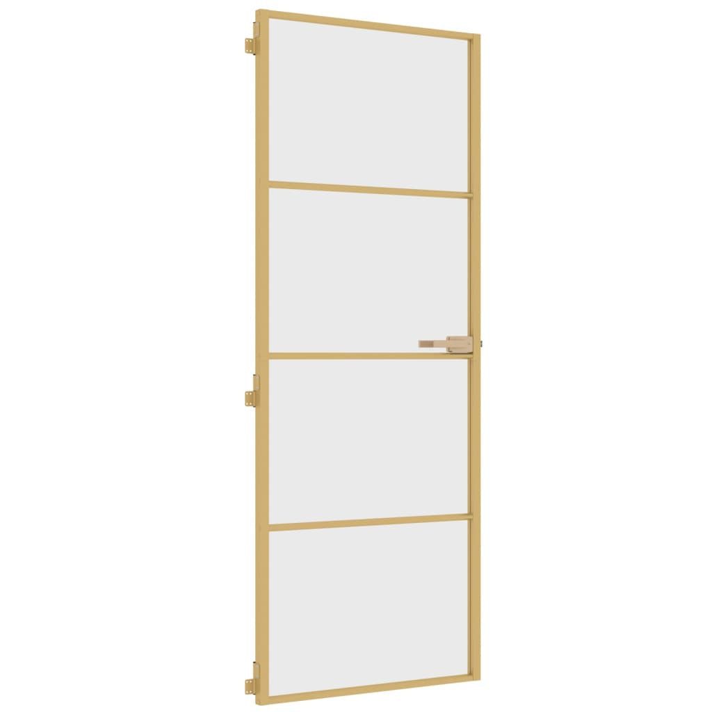 vidaXL Zimmertür, Innentür Schlank Golden 76x201,5 cm Hartglas und Aluminium