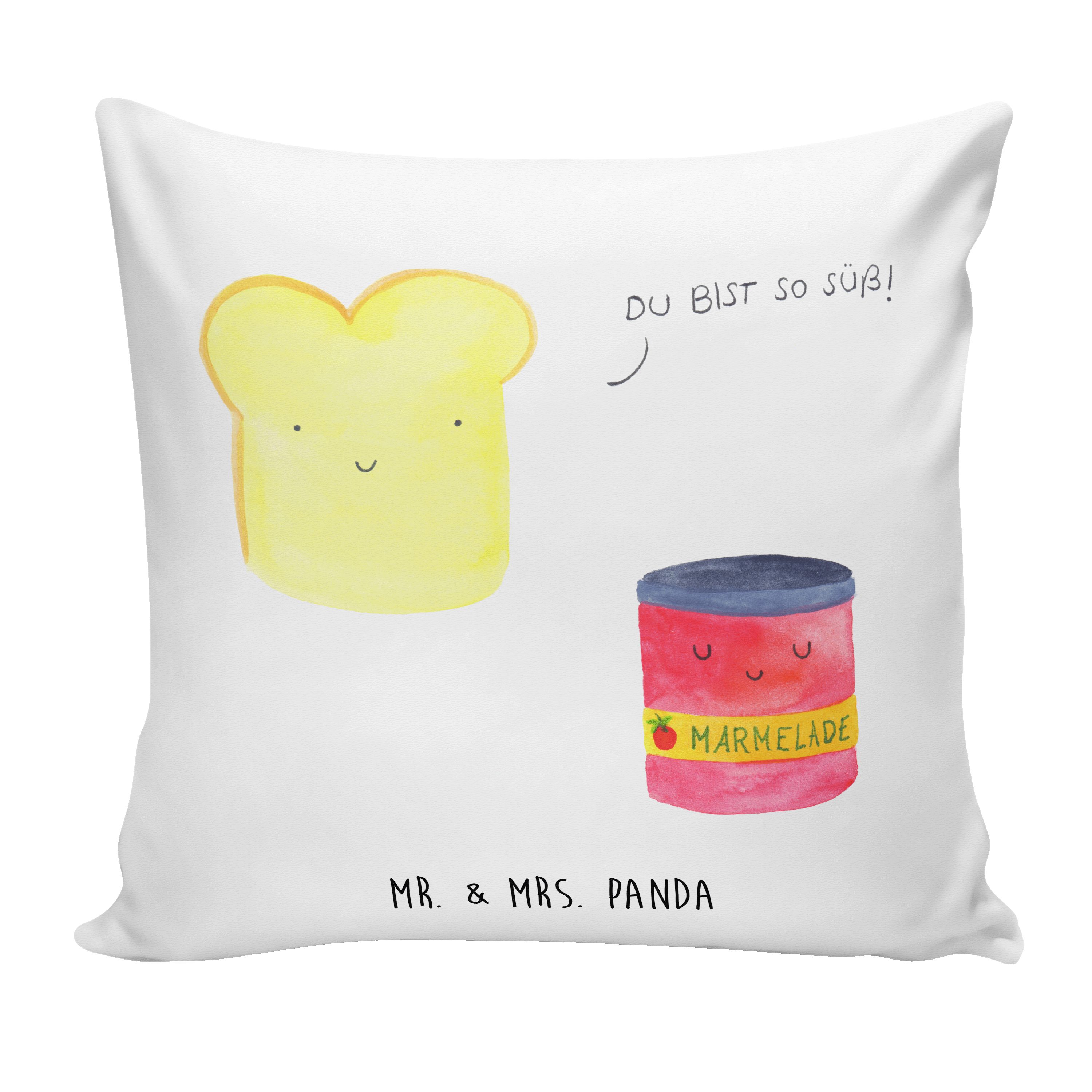 Mr. & Mrs. Panda Dekokissen - Geschenk, Weiß Tiere Küche Kissenhülle, Marmelade Toast Spruch, & 