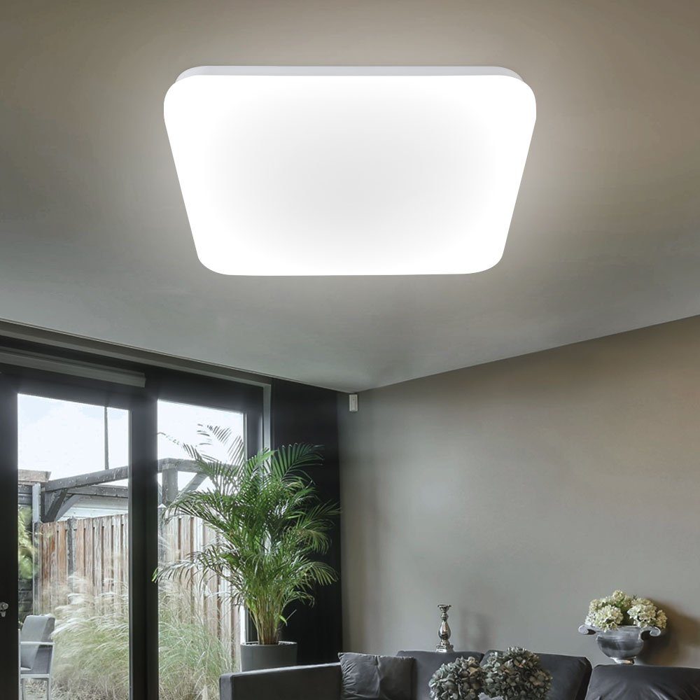 Deckenleuchte, verbaut, LED-Leuchtmittel Warmweiß, LED Deckenlampe Deckenleuchte opal Flurleuchte fest Küchenlampe Globo LED weiß