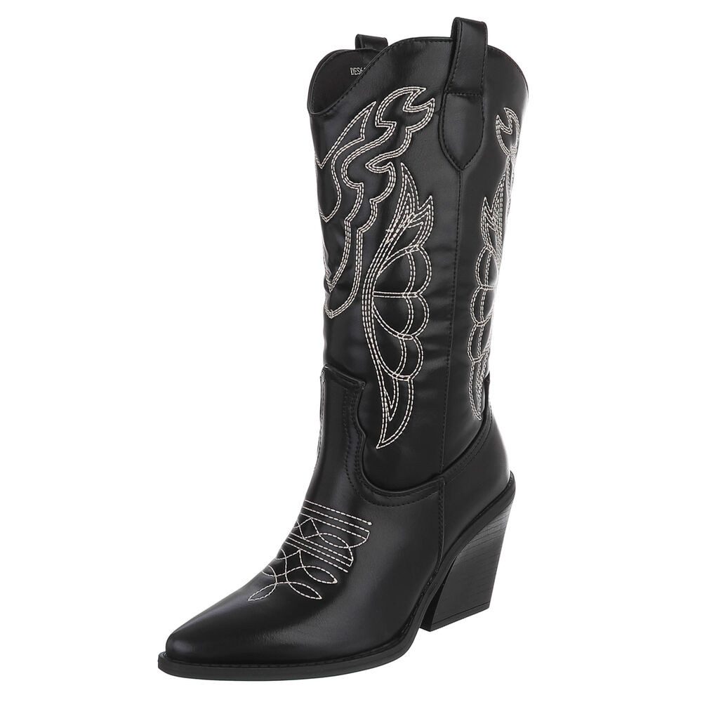 Ital-Design Stylische Damen-Stiefeletten mit Stickdetails für Alltag Wester günstig online kaufen
