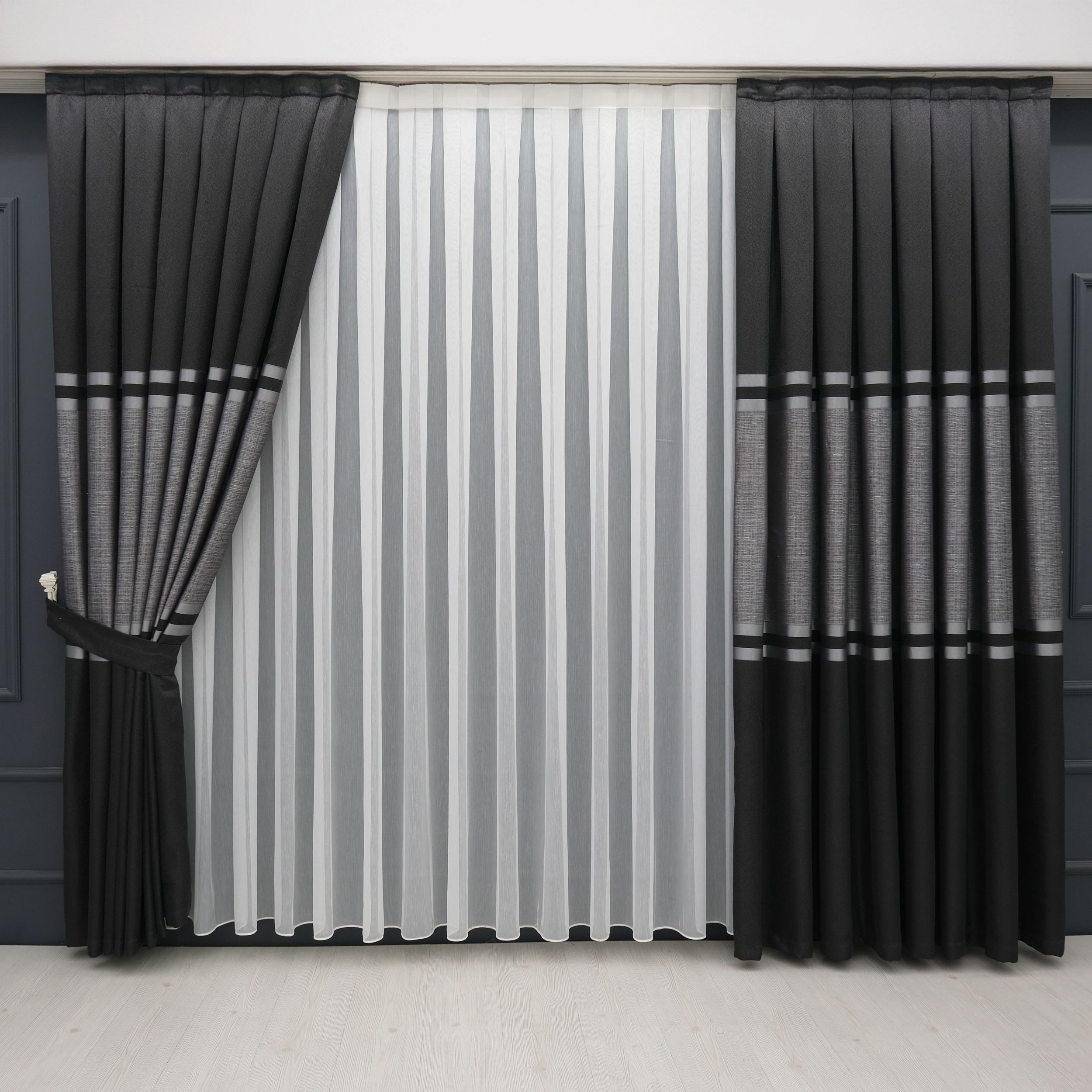 Gardinen by Justyna Vorhang Vorhang Komplett-Set Vorhang Schwarz Grau – Fal günstig online kaufen