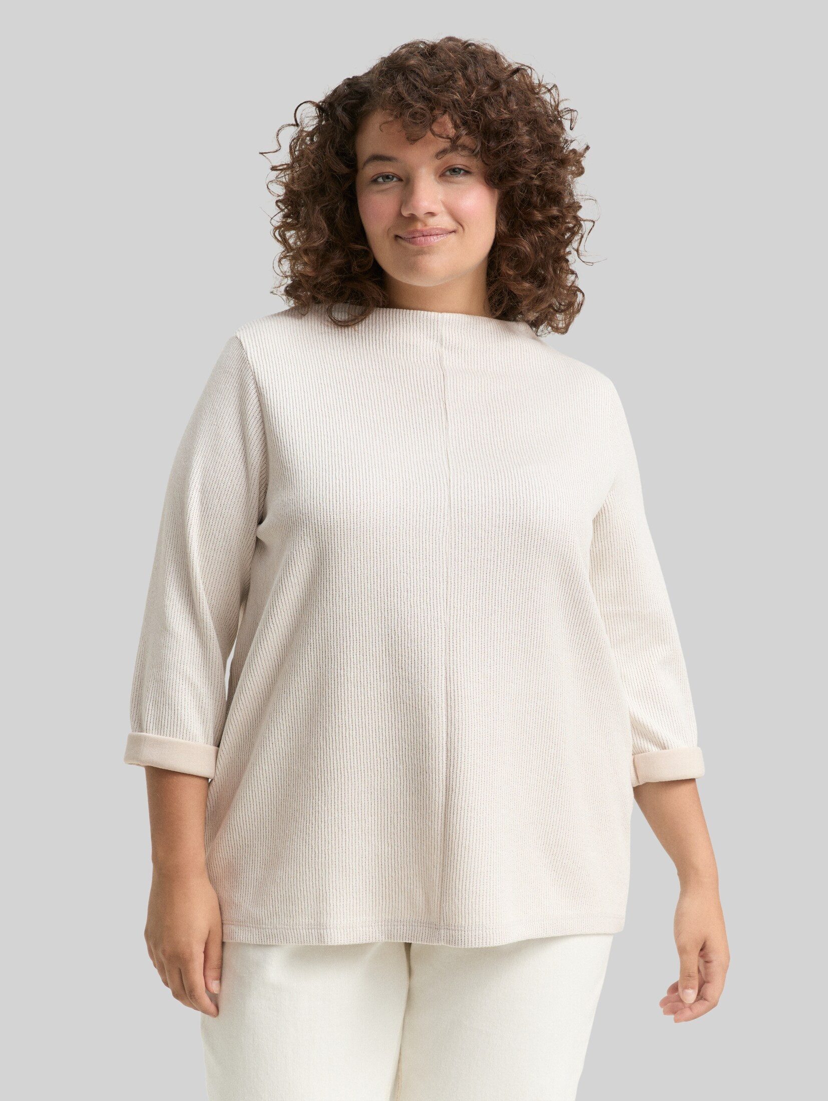 TOM TAILOR PLUS Sweatshirt Strick & Sweatshirts Plus Size - Sweatshirt mit Stehkragen