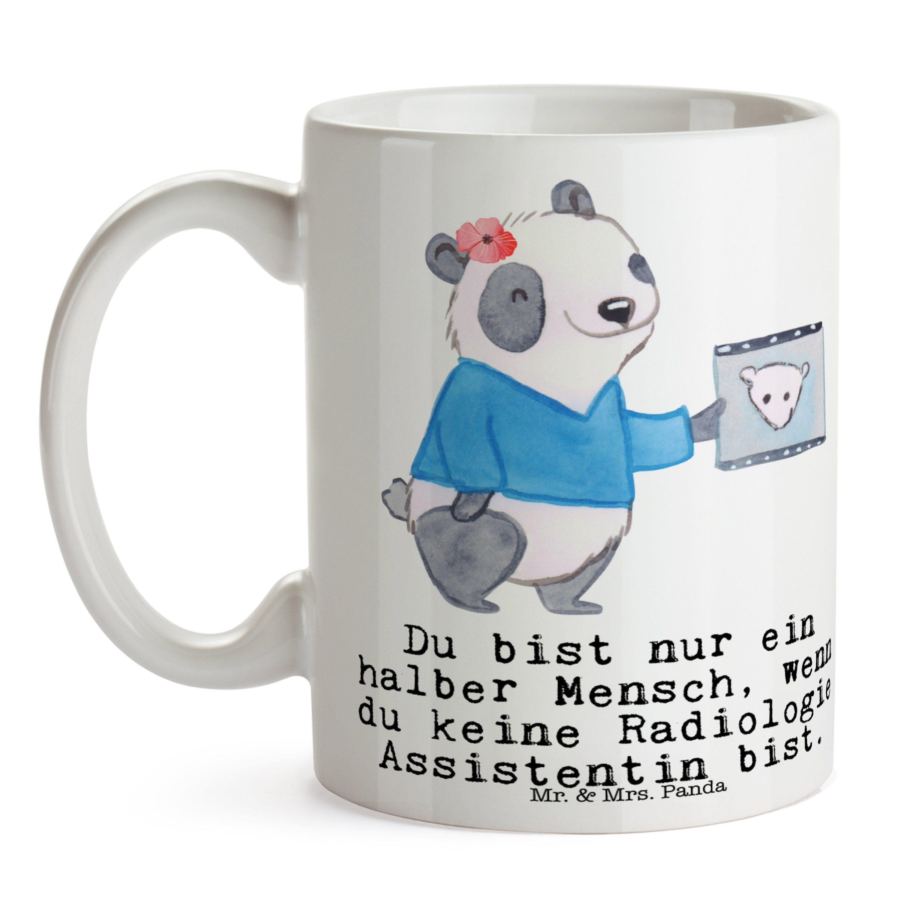 & Mrs. - Weiß Assistentin B, Geschenk, Tasse Jubiläum, Keramik Radiologie Panda mit Mr. Beruf, Herz -