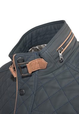 Lolus Lederjacke Apollo Dunkelblau Braun Gesteppte Herren Lang Lederjacke aus weichem Lammnappa Leder