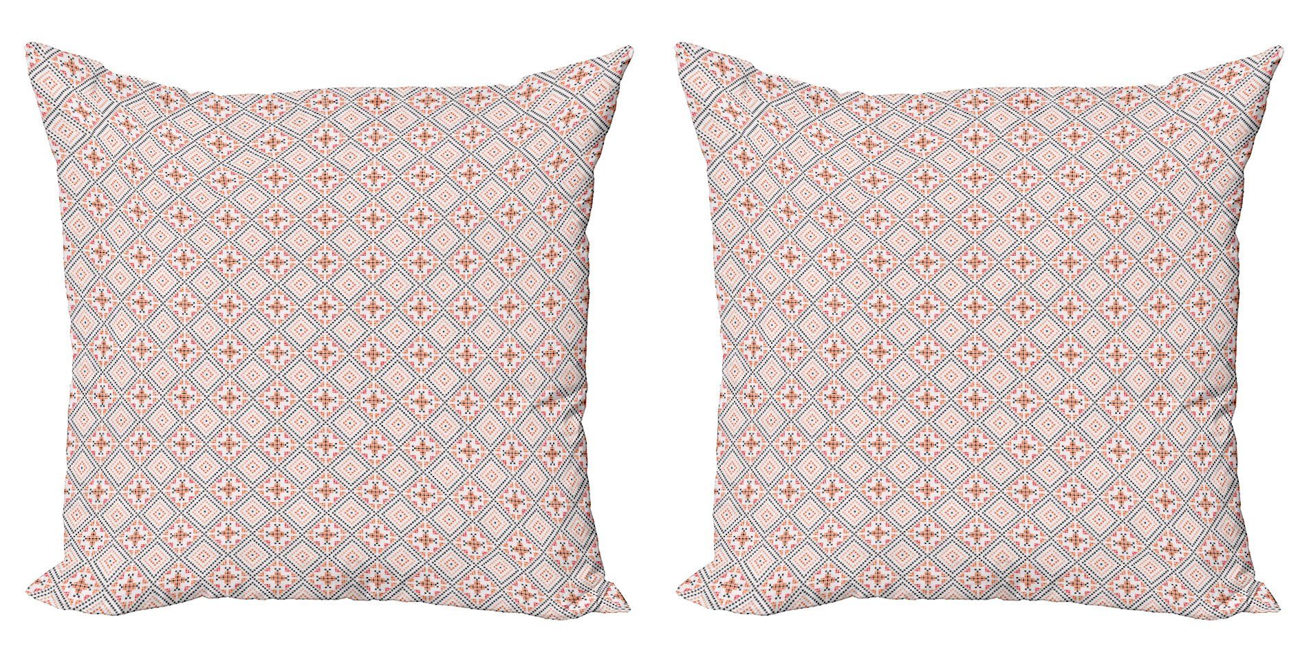 Doppelseitiger und Rauten Quadrate Geometrisch Modern Kissenbezüge Digitaldruck, (2 Stück), Abakuhaus Accent