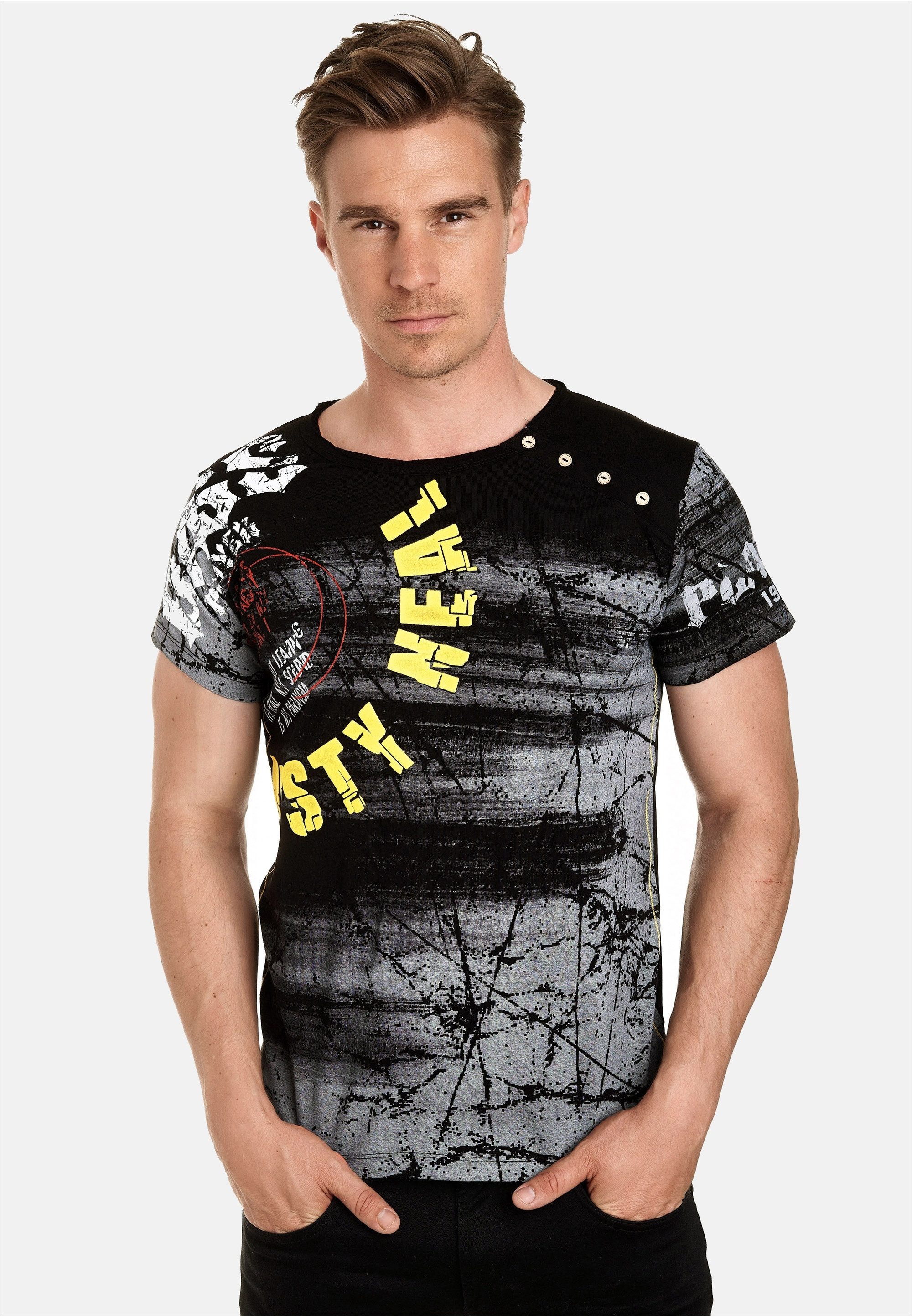 Rusty Neal T-Shirt mit großflächigem Front-Print