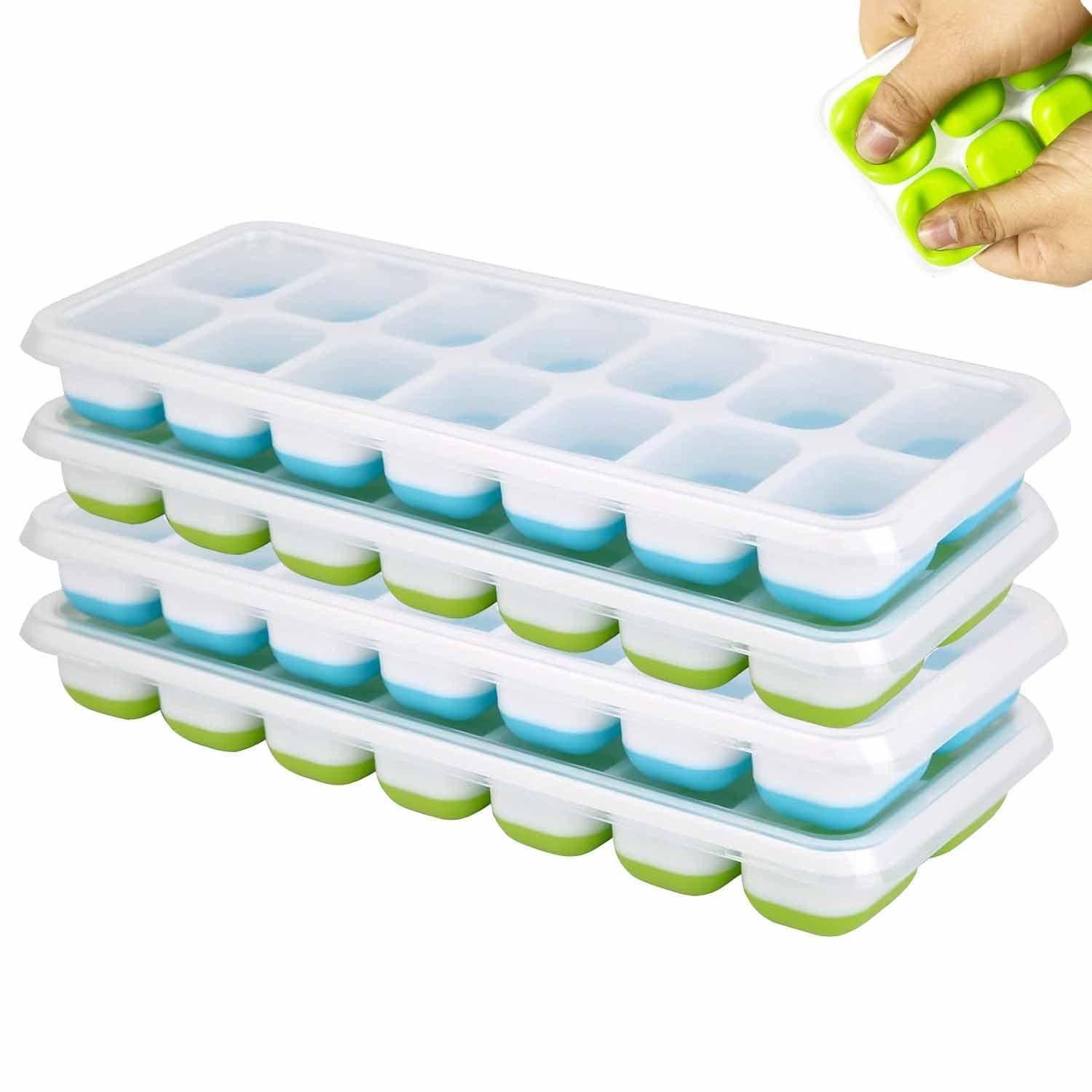 Eiswürfelform Eiswürfelform Silikon 4er Set mit Deckel 56 Eiswürfel BPA frei