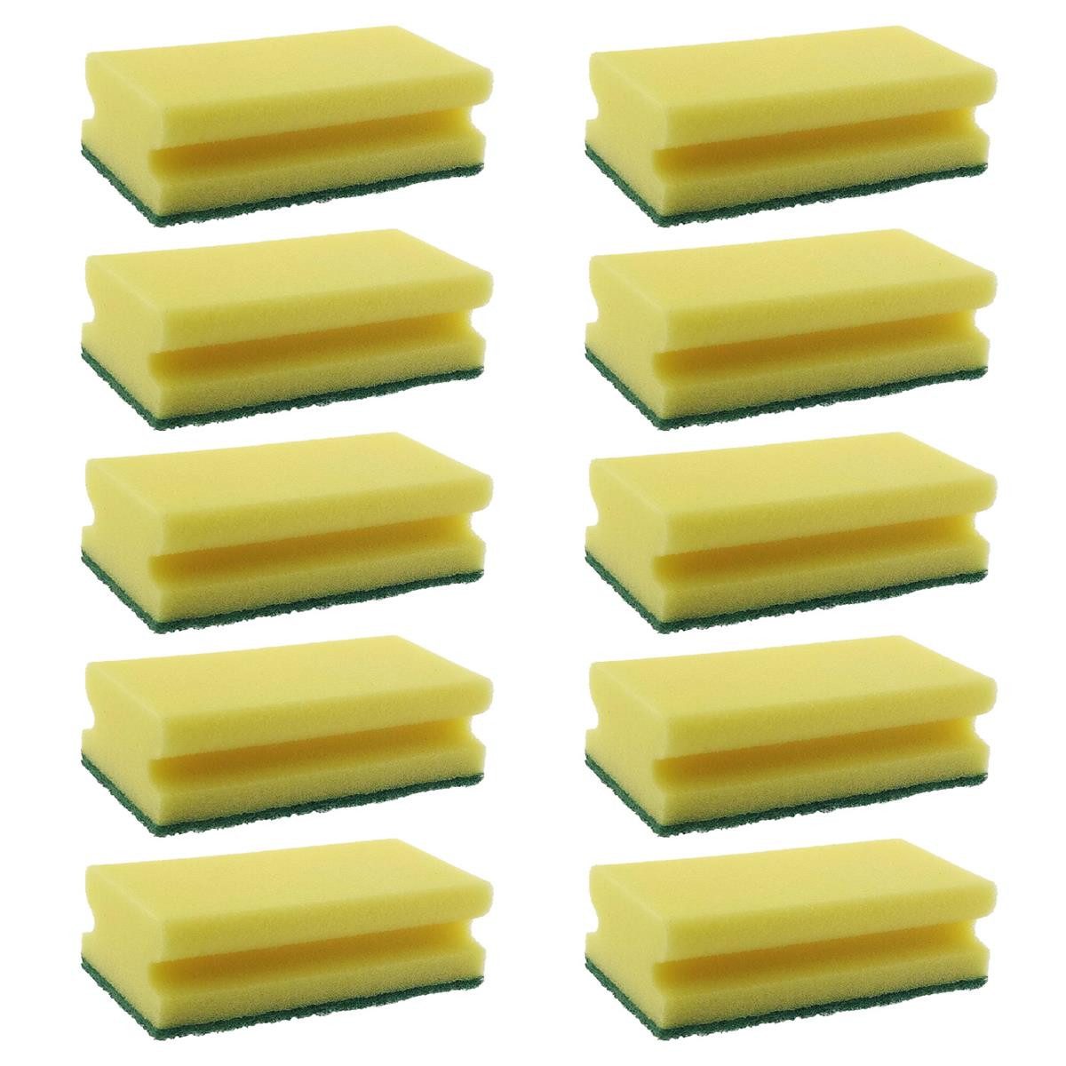 varivendo Reinigungsschwamm 10er Vliesschwamm Putzschwamm Gelb Grün Schwarz, Scheuerschwamm Putzschwamm Küchenschwamm Topfschwamm