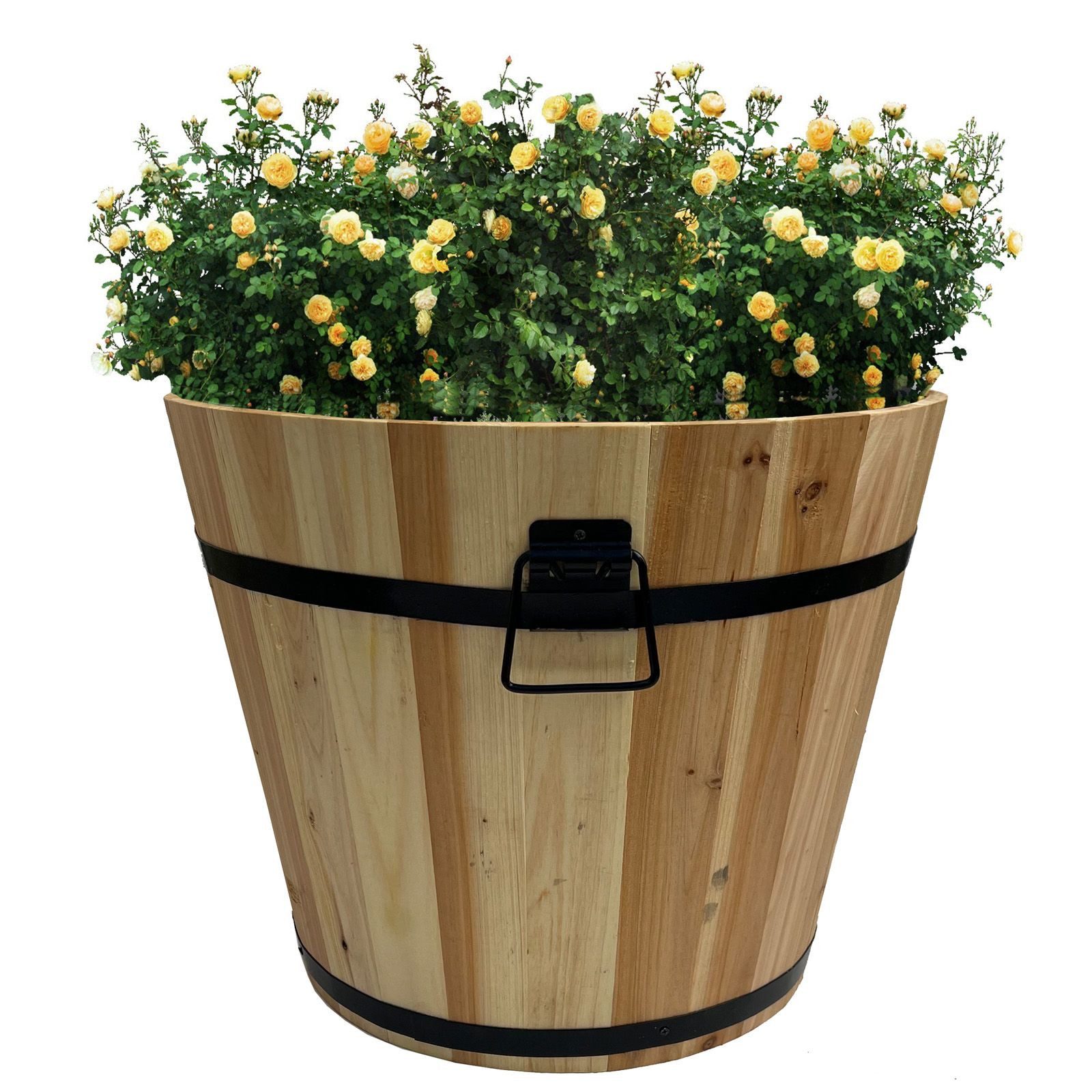 BURI Pflanzkübel Holz Pflanzkasten Kräuterbeet Blumentopf Eiche Look Größe M 31,5cm