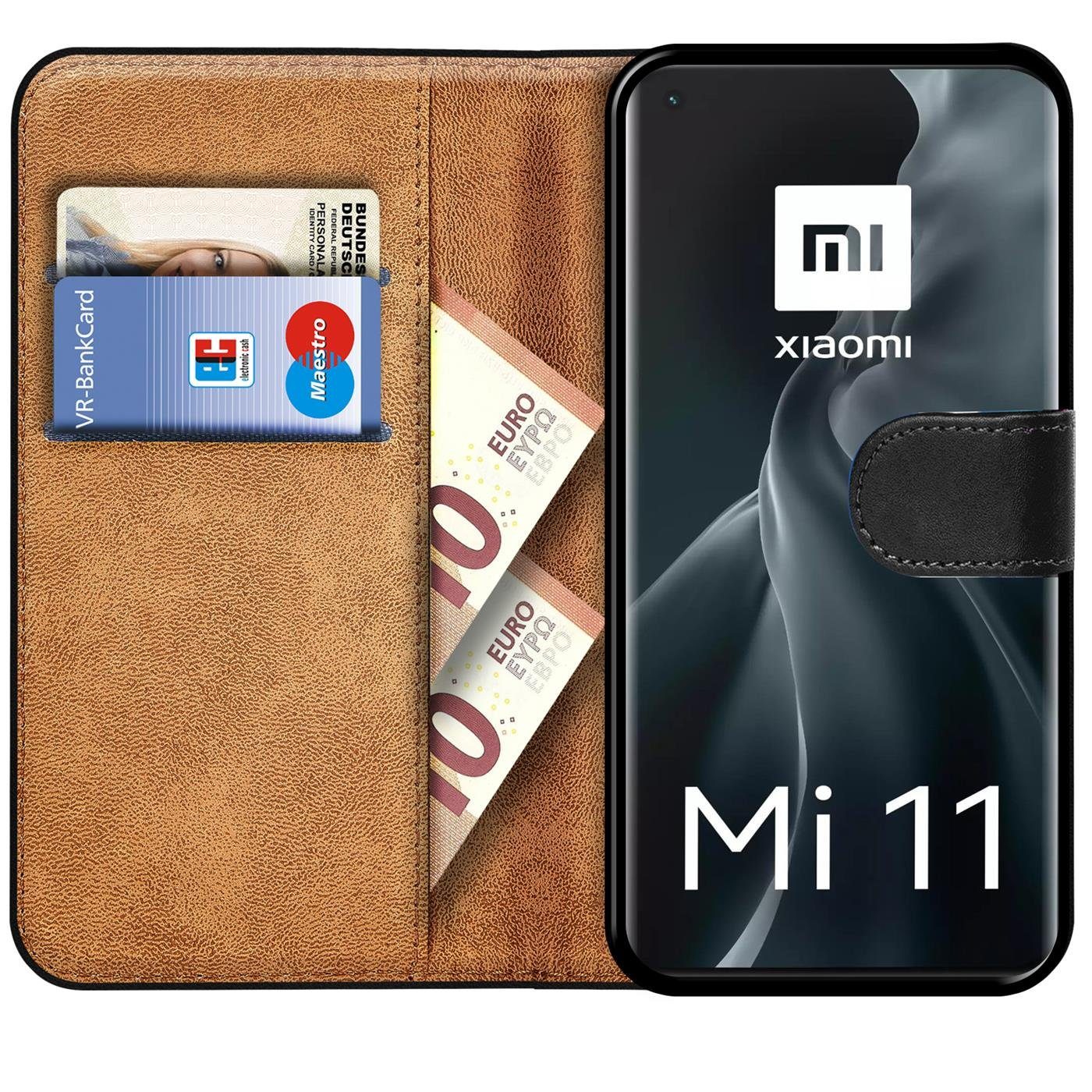CoolGadget Handyhülle Wallet Klapp Tasche Book Case für Xiaomi Mi 11 6,81 Zoll, Hülle Klapphülle Flip Cover Etui Schutzhülle