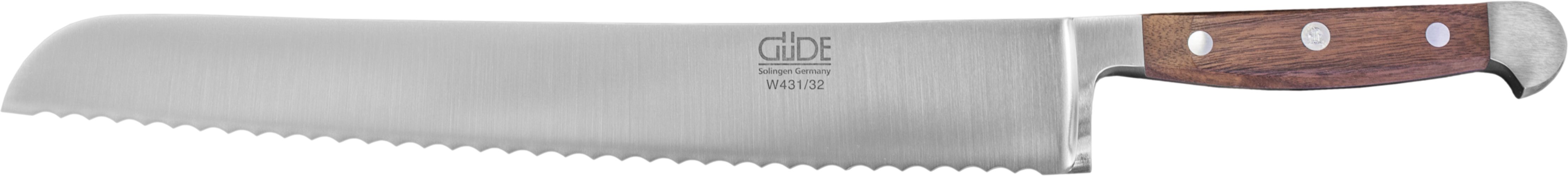 Güde Messer Solingen Brotmesser Brotmesser "Franz Güde", Serie Alpha Walnuss, geschmiedet, Doppelkropf, Griff Walnussholz - No. W431/32