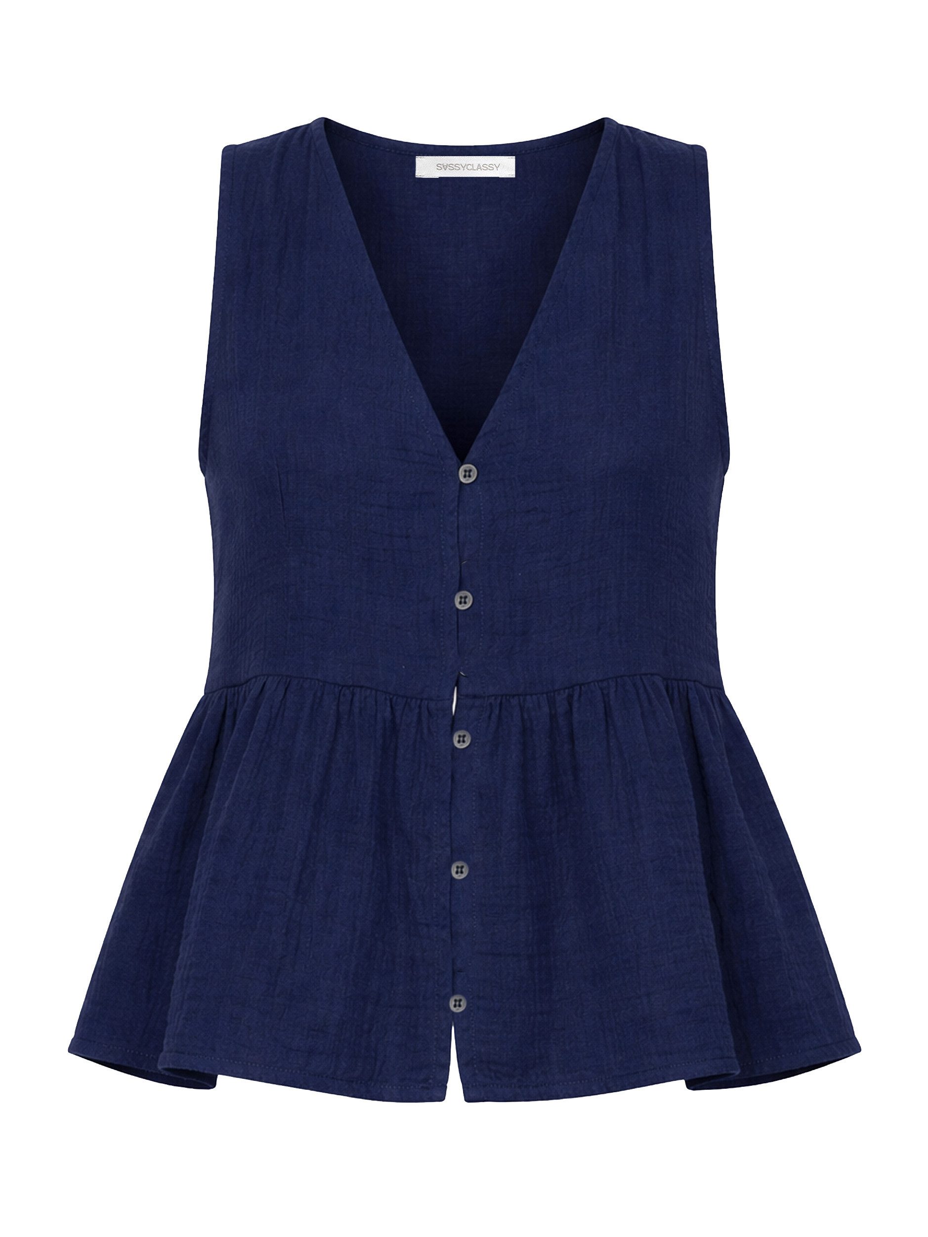 SASSYCLASSY Trägertop Musselin Top mit Volant für Damen