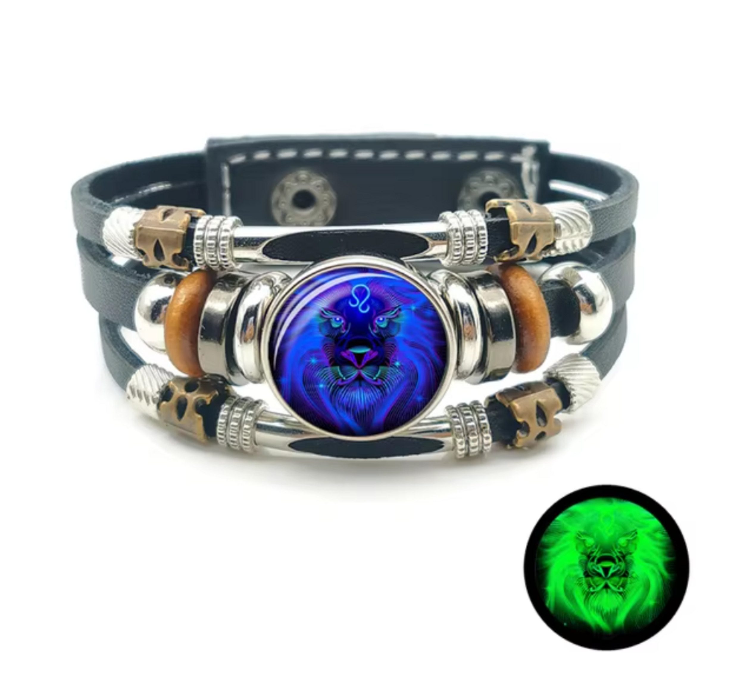 Stelby Armband mit Gravur Armband Sternzeichen Löwe mit 3D Gravur im Glas (Weihnachtsgeschenk, Geburtstagsgeschenk, Valentinstaggeschenk, modern, minimalistisch), langlebig, pflegeleicht, unisex