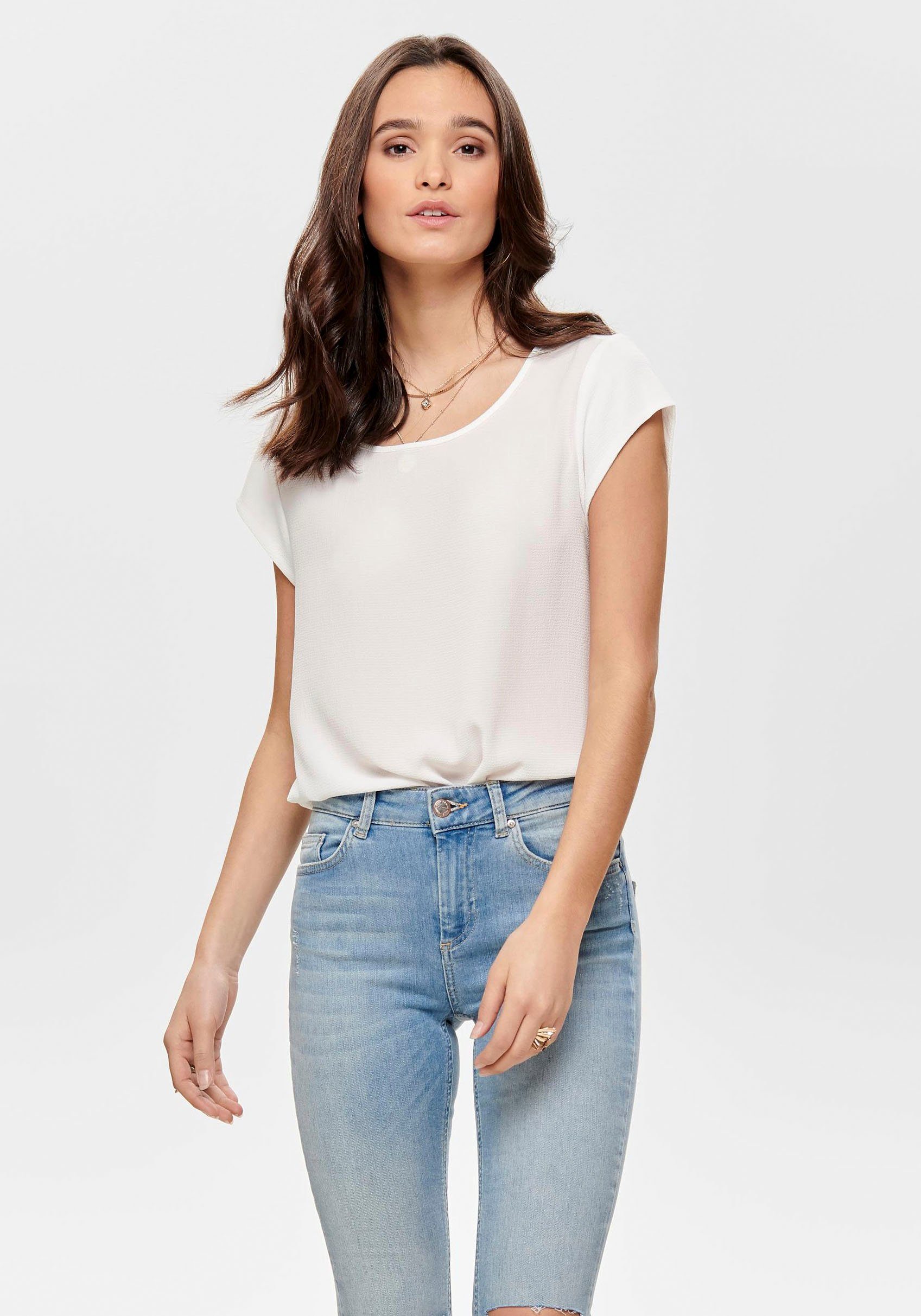 ONLY Shirtbluse ONLVIC S/S SOLID TOP cloud dancer