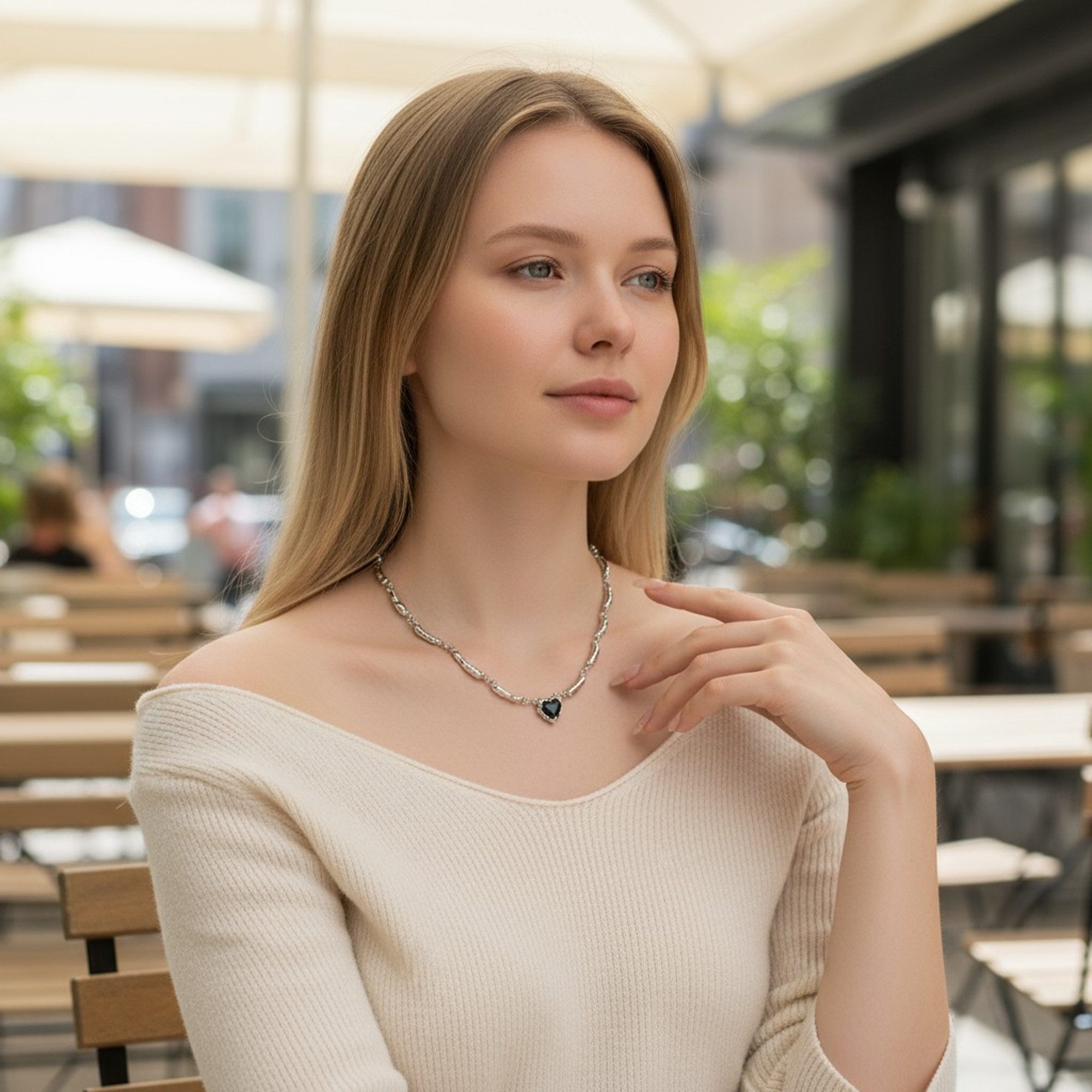 KARMA Kette mit Anhänger Halskette Herz Zirkon Damen Silber Kette 38 cm (He günstig online kaufen